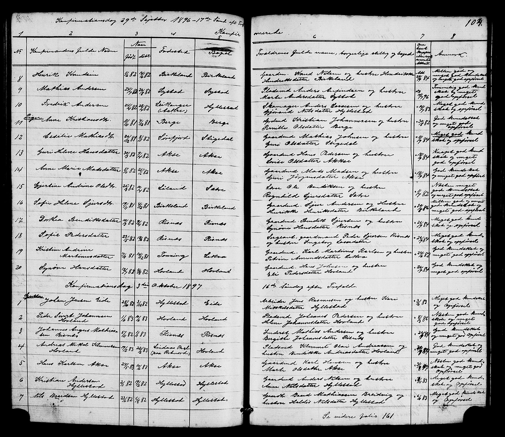 Hyllestad sokneprestembete, SAB/A-80401: Parish register (copy) no. A 2, 1876-1906, p. 104