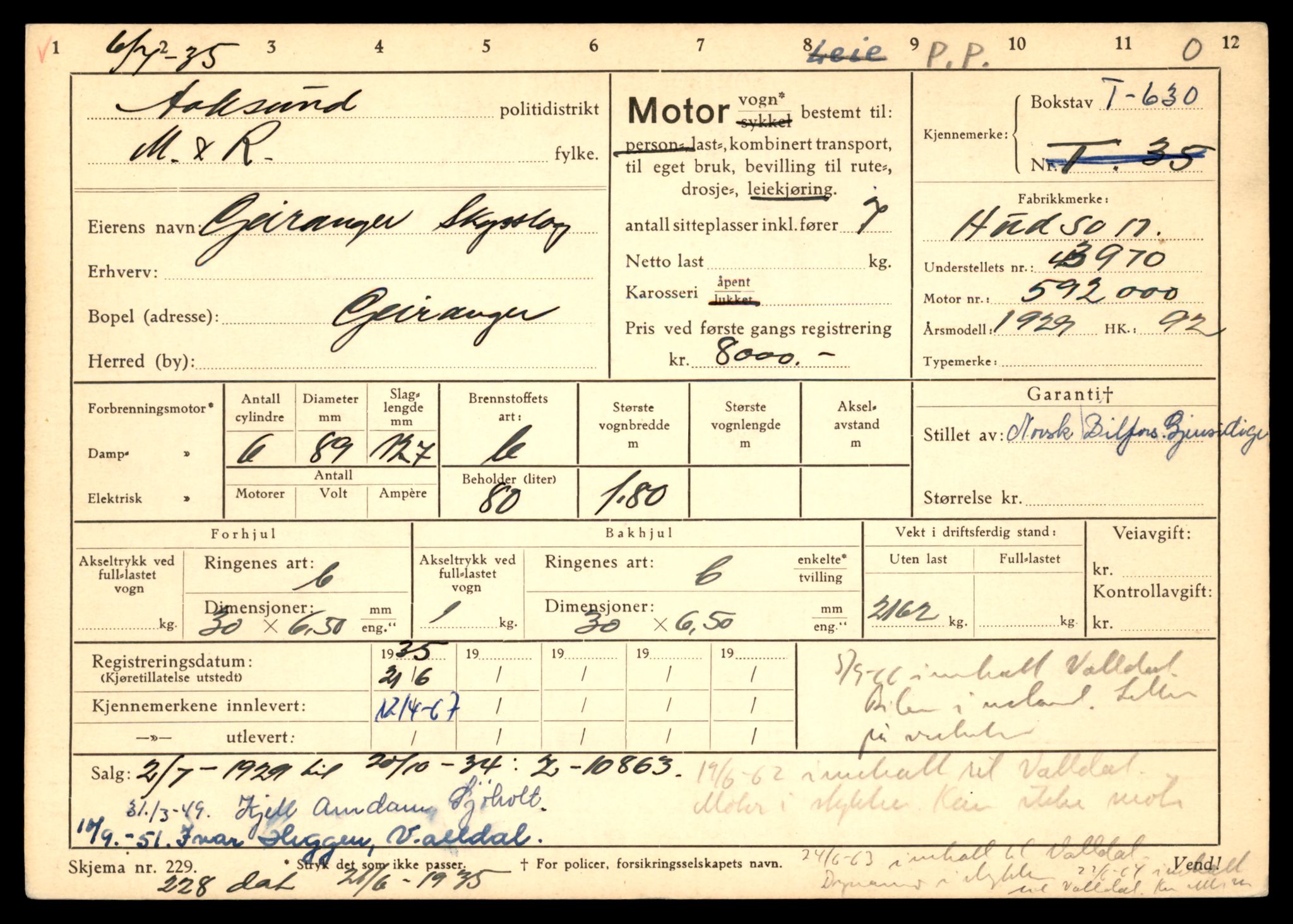 Møre og Romsdal vegkontor - Ålesund trafikkstasjon, AV/SAT-A-4099/F/Fe/L0006: Registreringskort for kjøretøy T 547 - T 650, 1927-1998, p. 2487