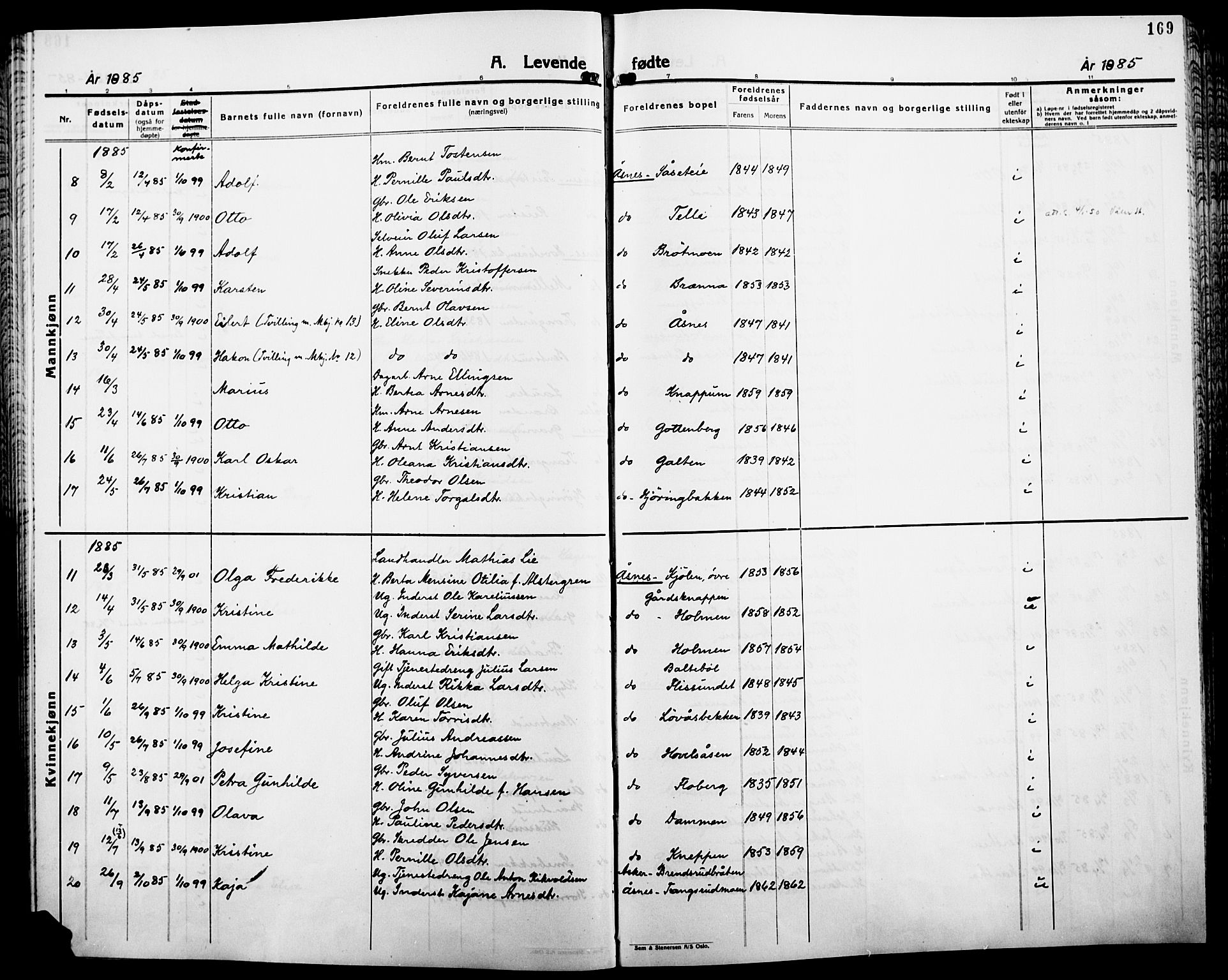 Åsnes prestekontor, AV/SAH-PREST-042/H/Ha/Haa/L0000B: Parish register (official), 1870-1889, p. 169