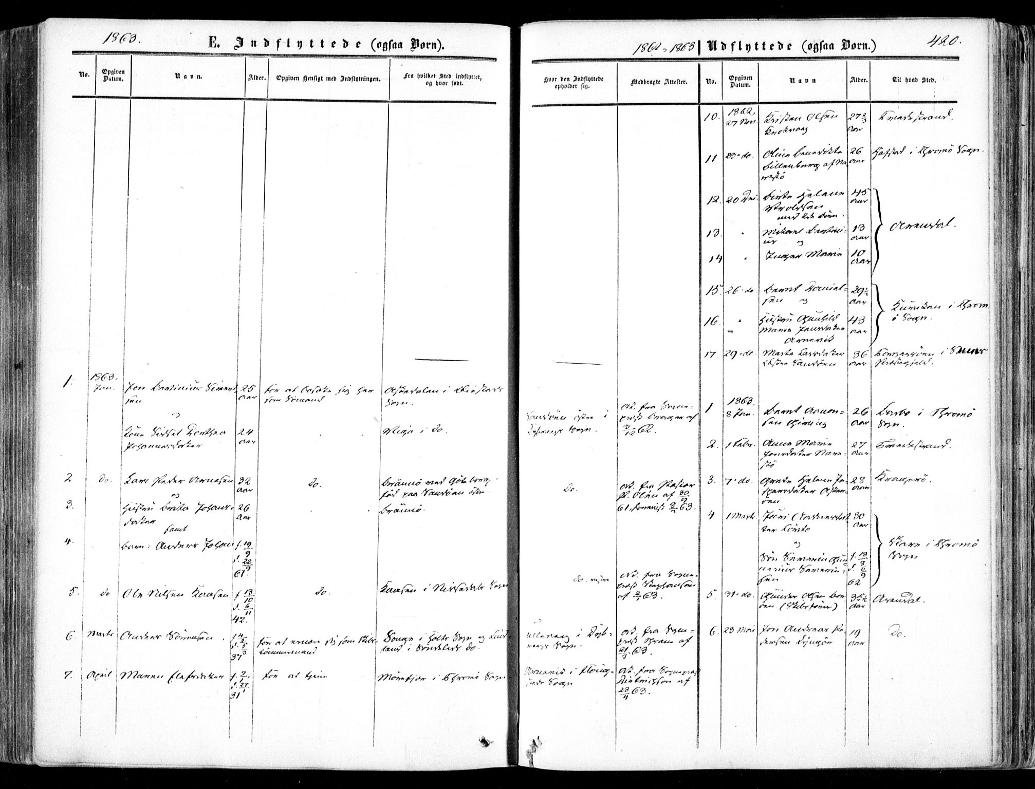 Dypvåg sokneprestkontor, SAK/1111-0007/F/Fa/Faa/L0006: Parish register (official) no. A 6, 1855-1872, p. 420