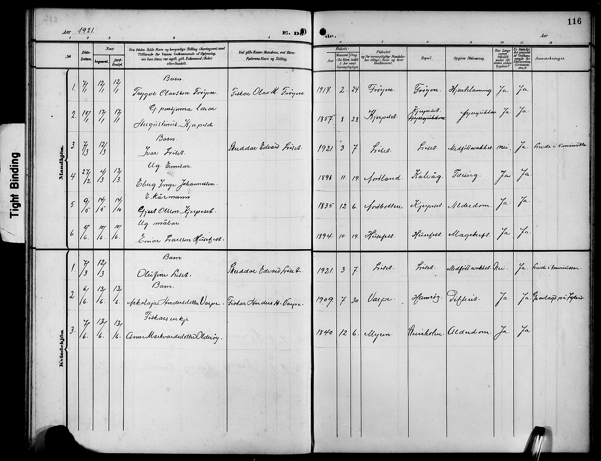 Bremanger sokneprestembete, SAB/A-82201/H/Hab/Habb/L0001: Parish register (copy) no. B 1, 1906-1925, p. 116