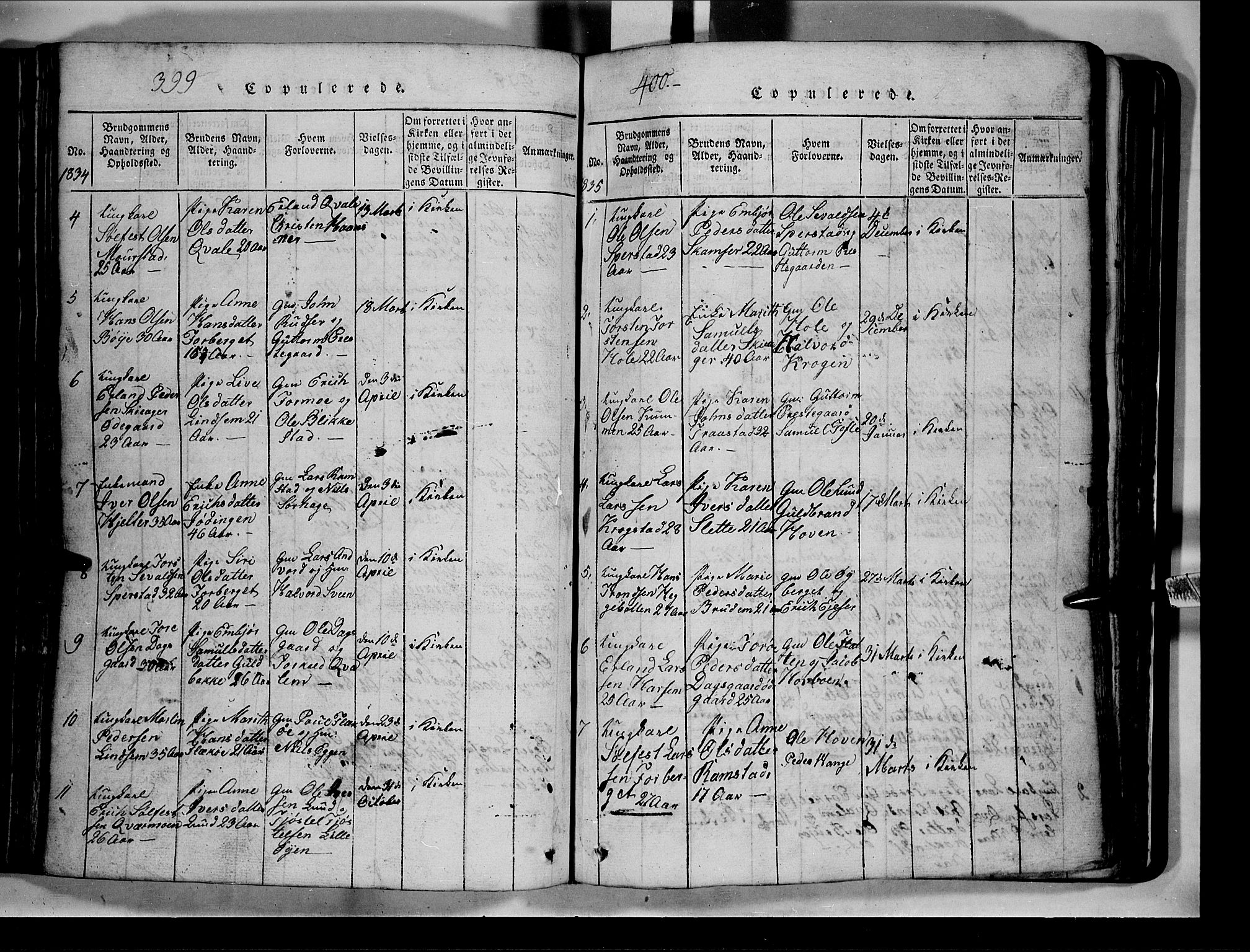 Lom prestekontor, SAH/PREST-070/L/L0003: Parish register (copy) no. 3, 1815-1844, p. 399-400