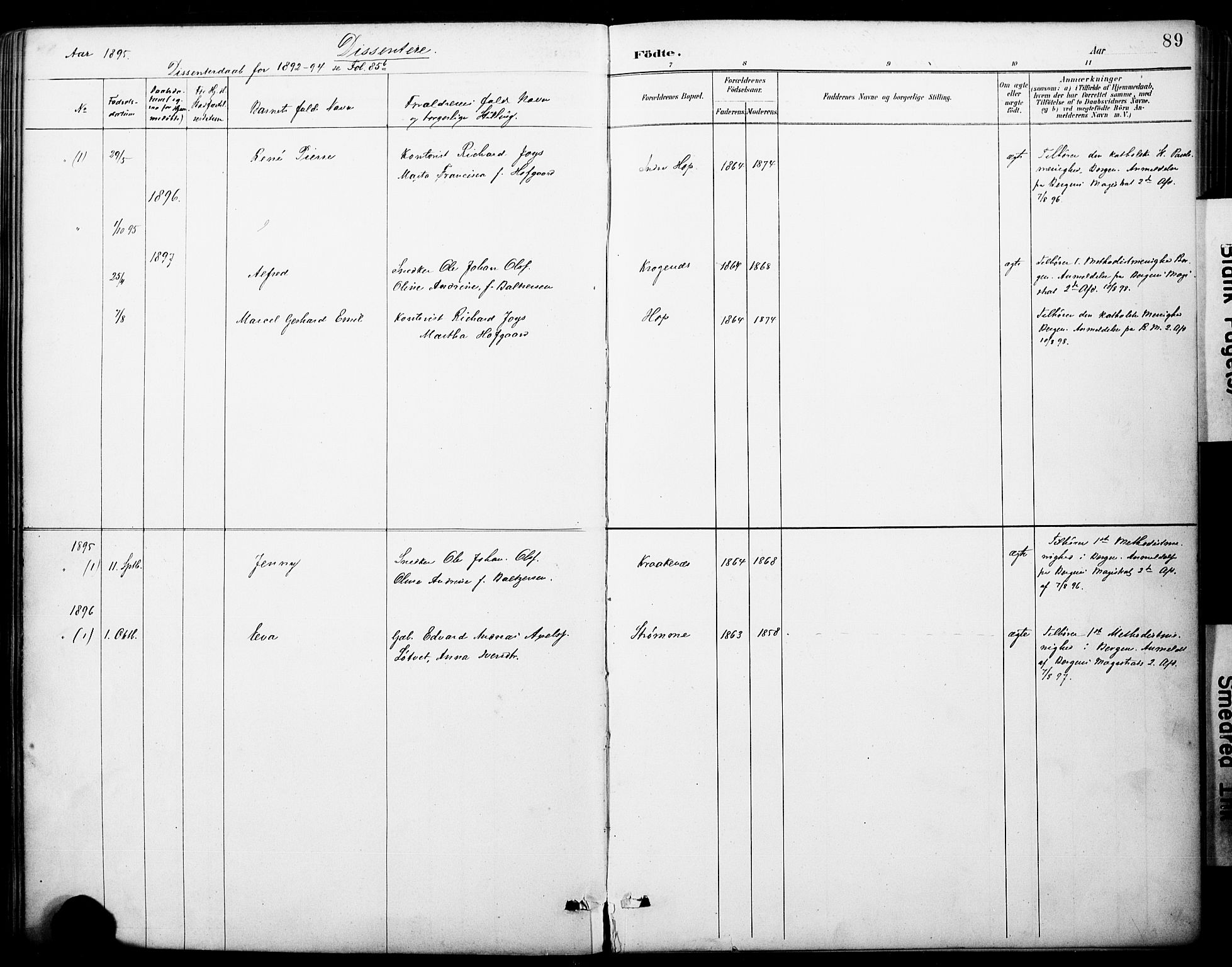 Fana Sokneprestembete, SAB/A-75101/H/Haa/Haai/L0002: Parish register (official) no. I 2, 1888-1899, p. 89