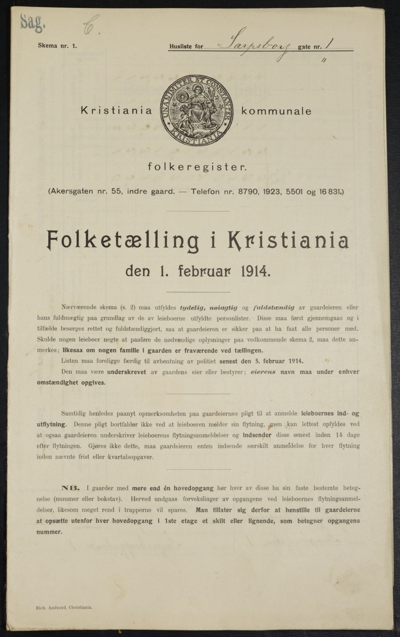 OBA, Municipal Census 1914 for Kristiania, 1914, p. 88924