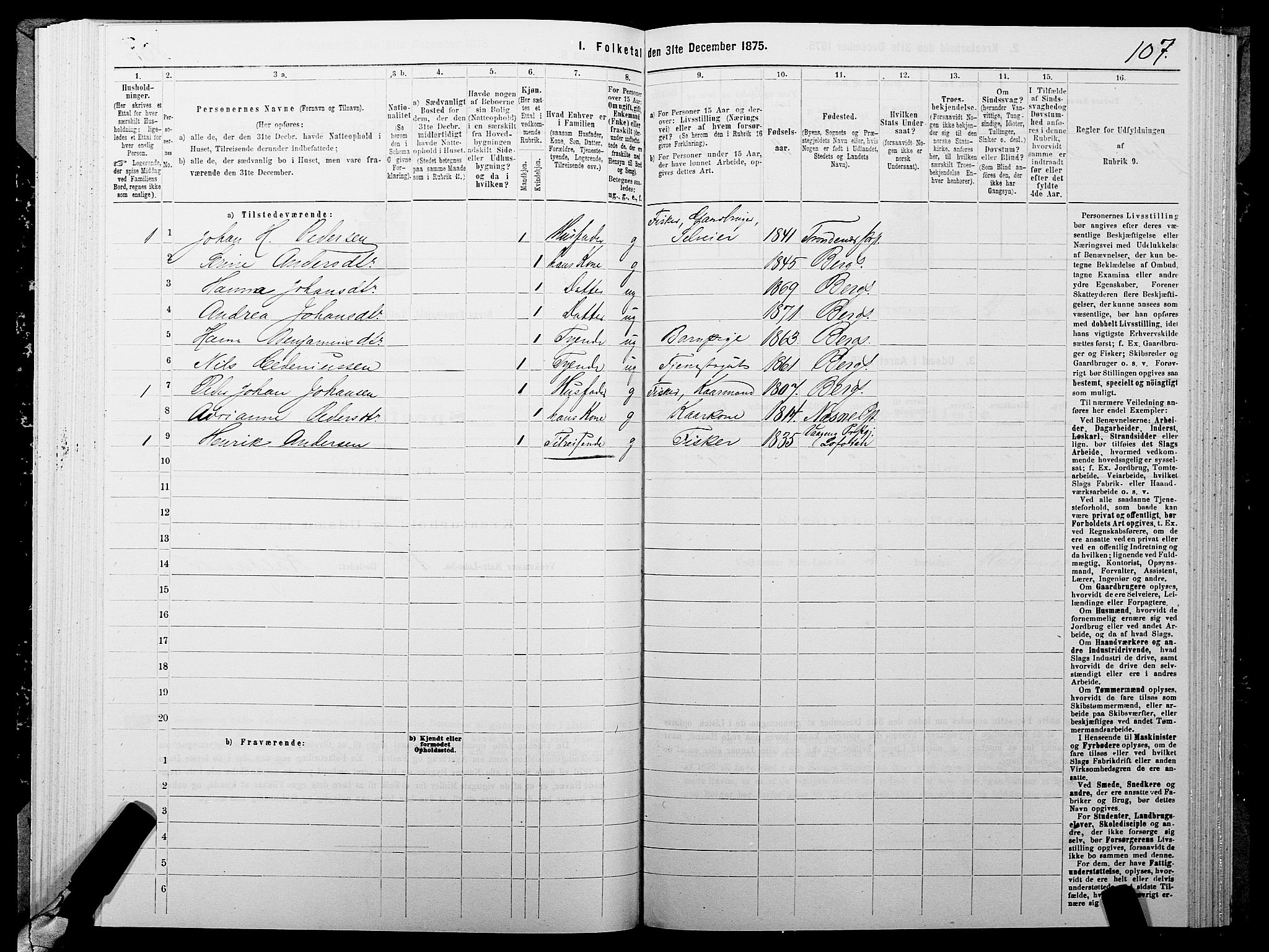 SATØ, 1875 census for 1929P Berg, 1875, p. 2107