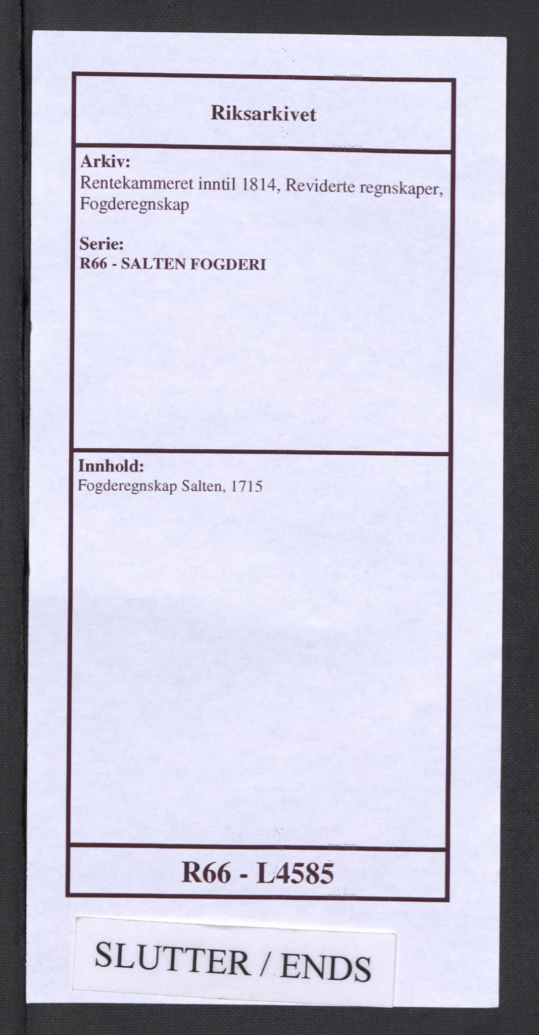 Rentekammeret inntil 1814, Reviderte regnskaper, Fogderegnskap, AV/RA-EA-4092/R66/L4585: Fogderegnskap Salten, 1715, p. 333