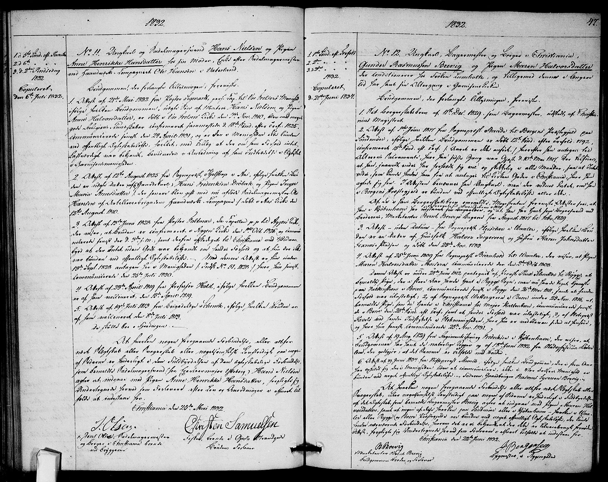 Garnisonsmenigheten Kirkebøker, AV/SAO-A-10846/H/Ha/L0002: Banns register no. I 2, 1829-1835, p. 47