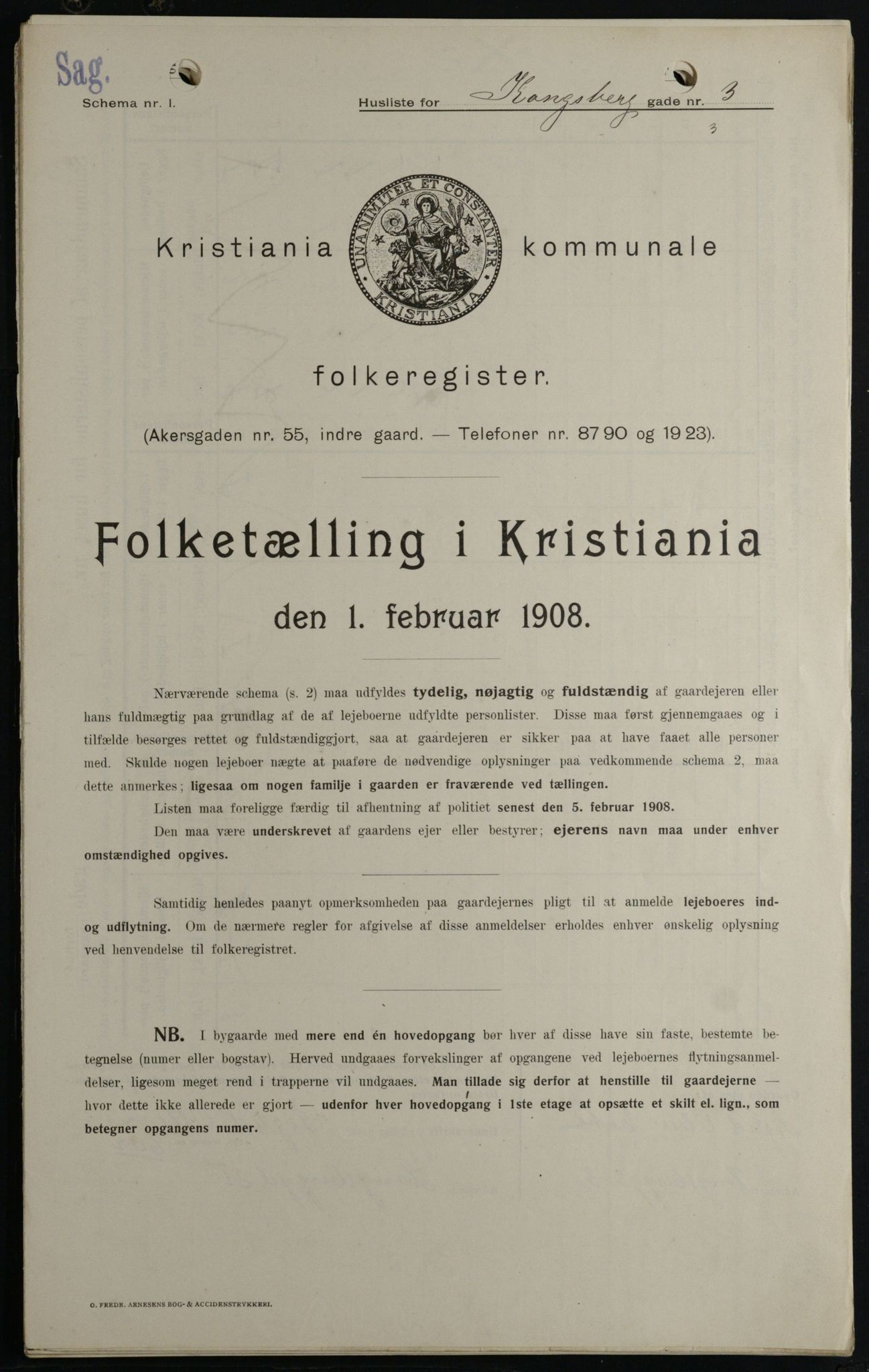 OBA, Municipal Census 1908 for Kristiania, 1908, p. 47143