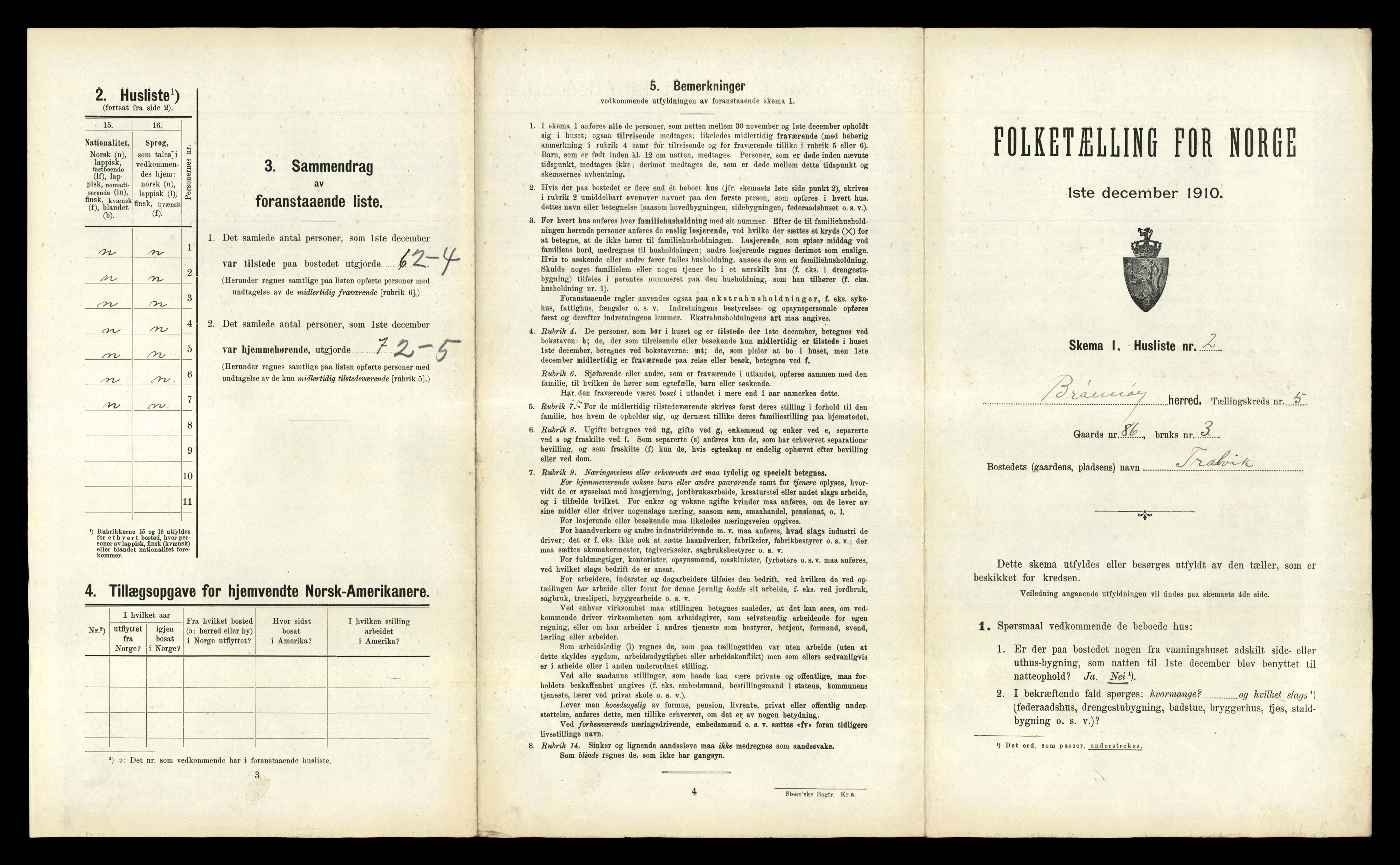 RA, 1910 census for Brønnøy, 1910, p. 399