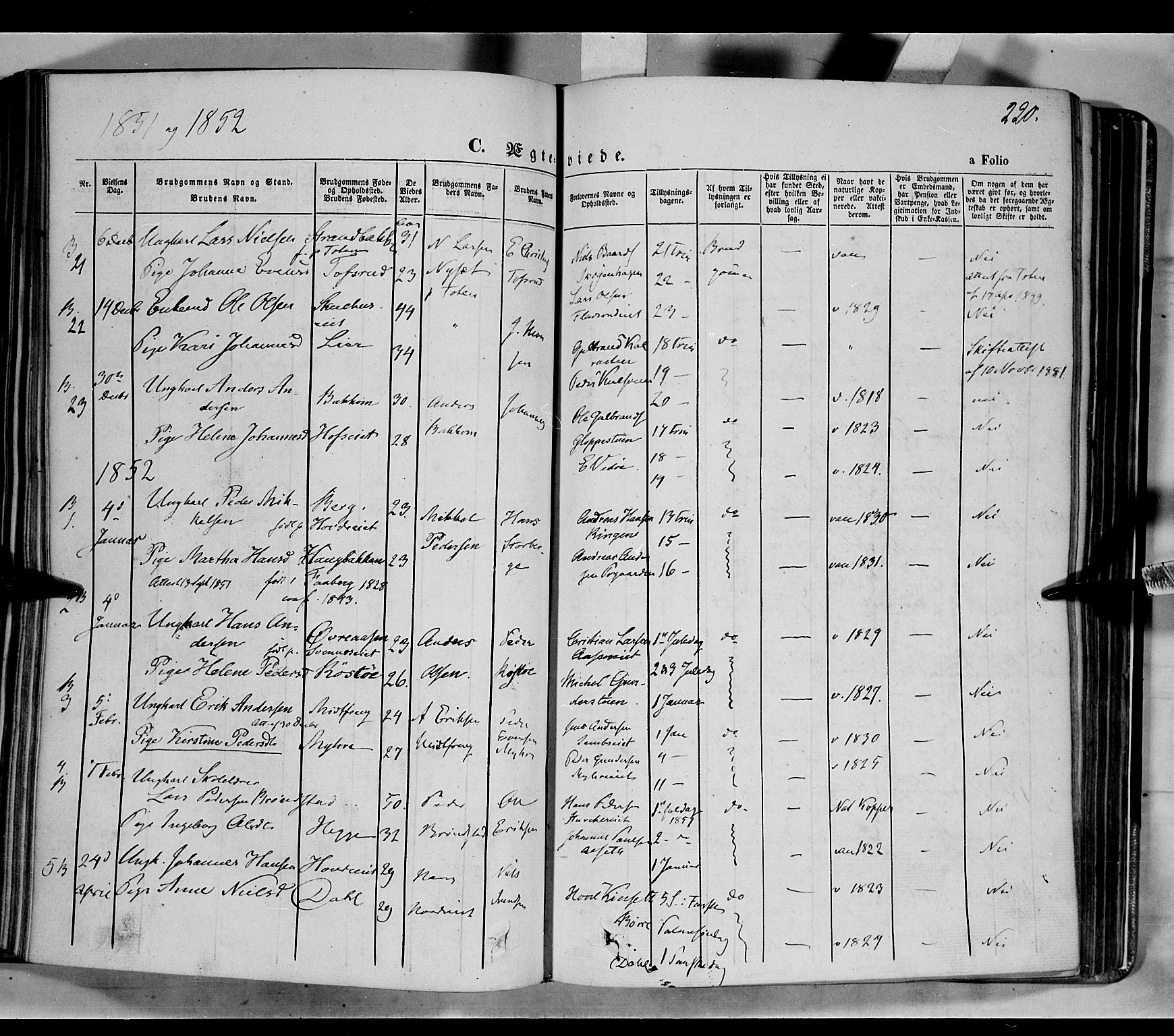 Biri prestekontor, SAH/PREST-096/H/Ha/Haa/L0005: Parish register (official) no. 5, 1843-1854, p. 220