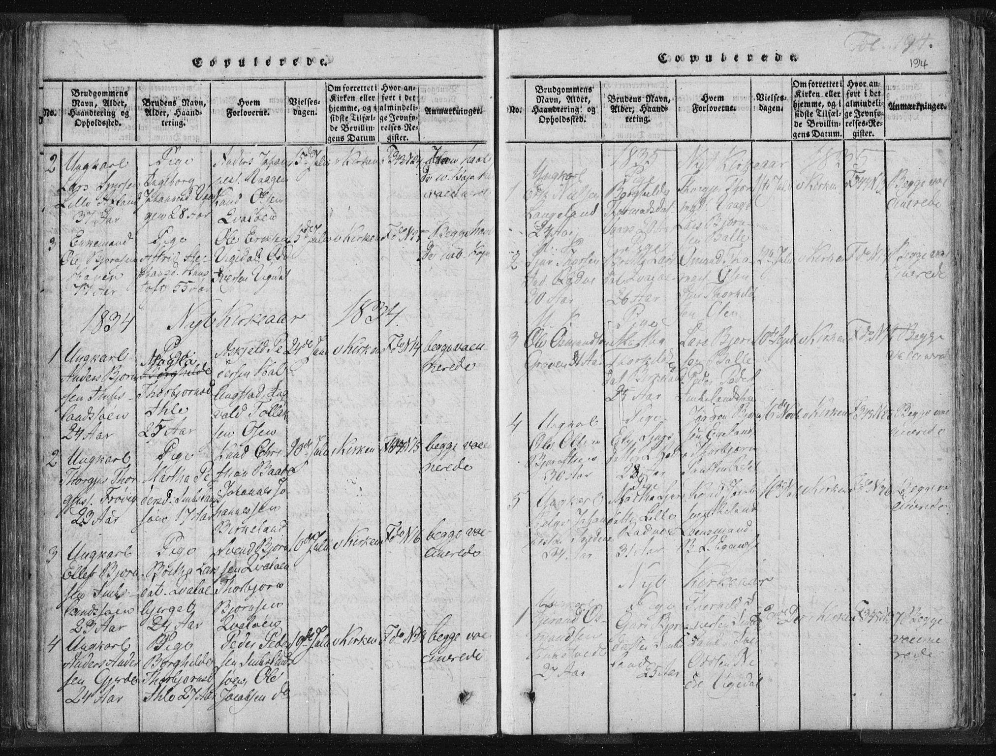 Vikedal sokneprestkontor, AV/SAST-A-101840/01/IV: Parish register (official) no. A 5, 1817-1850, p. 194