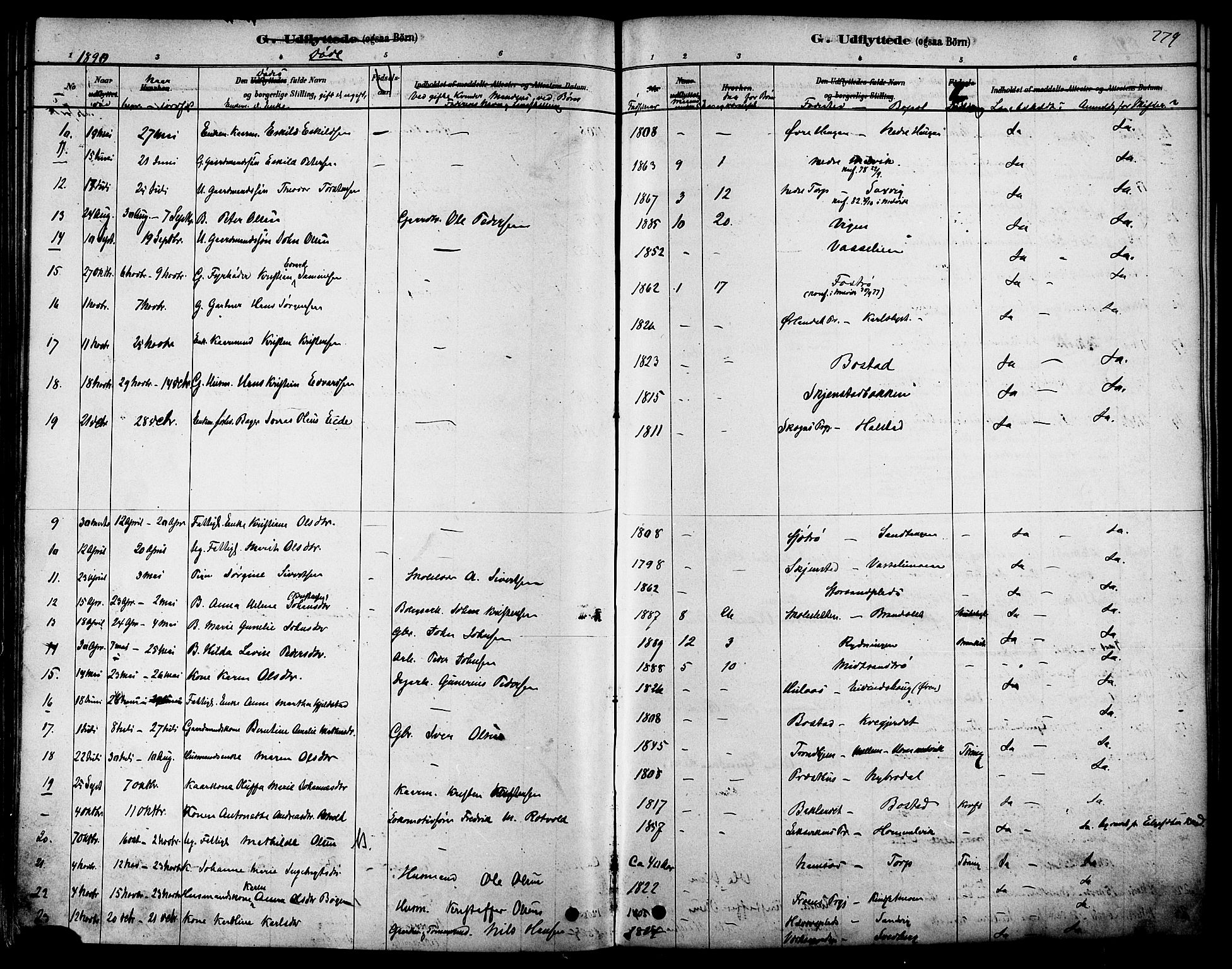 Ministerialprotokoller, klokkerbøker og fødselsregistre - Sør-Trøndelag, SAT/A-1456/616/L0410: Parish register (official) no. 616A07, 1878-1893, p. 279
