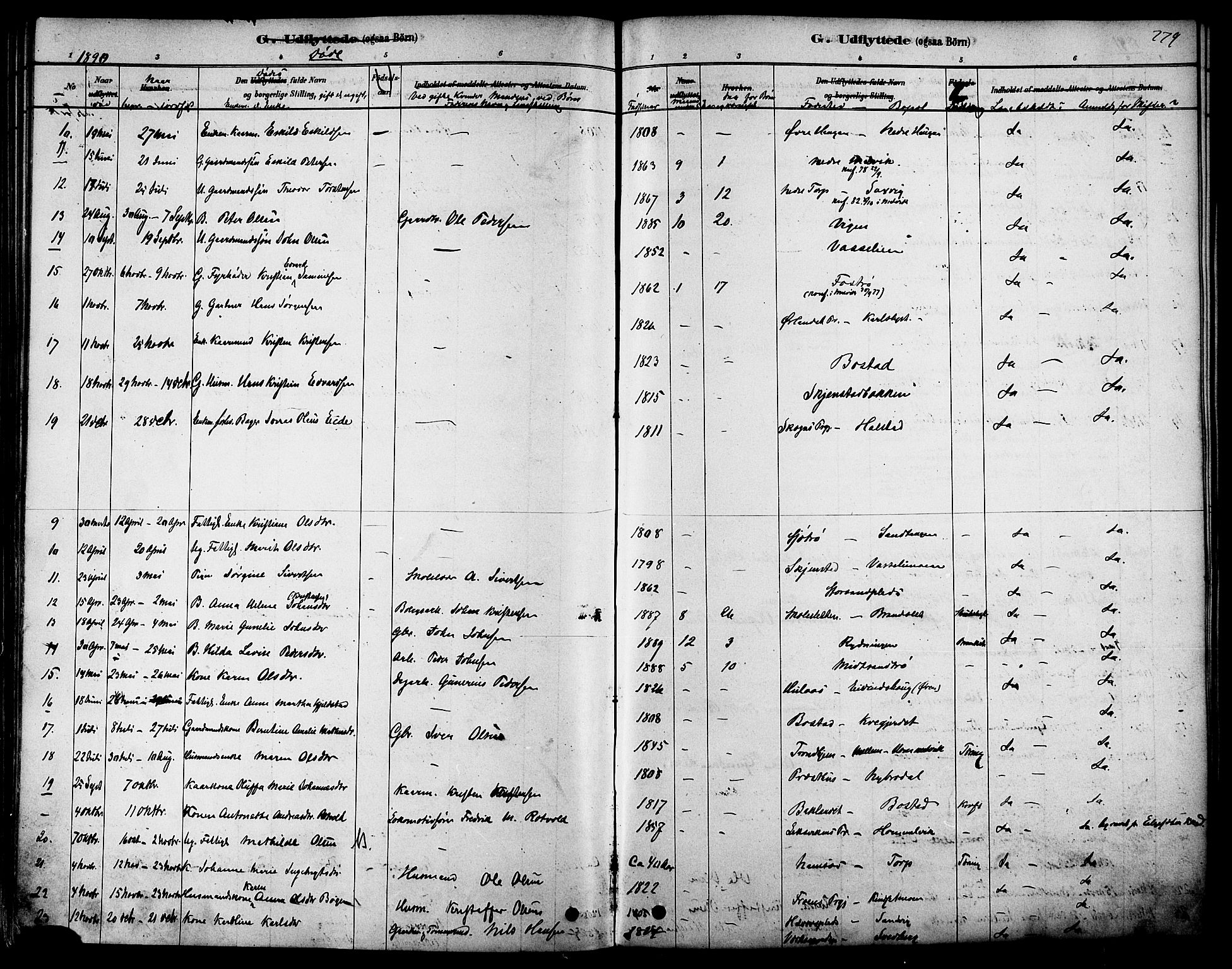 Ministerialprotokoller, klokkerbøker og fødselsregistre - Sør-Trøndelag, AV/SAT-A-1456/616/L0410: Parish register (official) no. 616A07, 1878-1893, p. 279