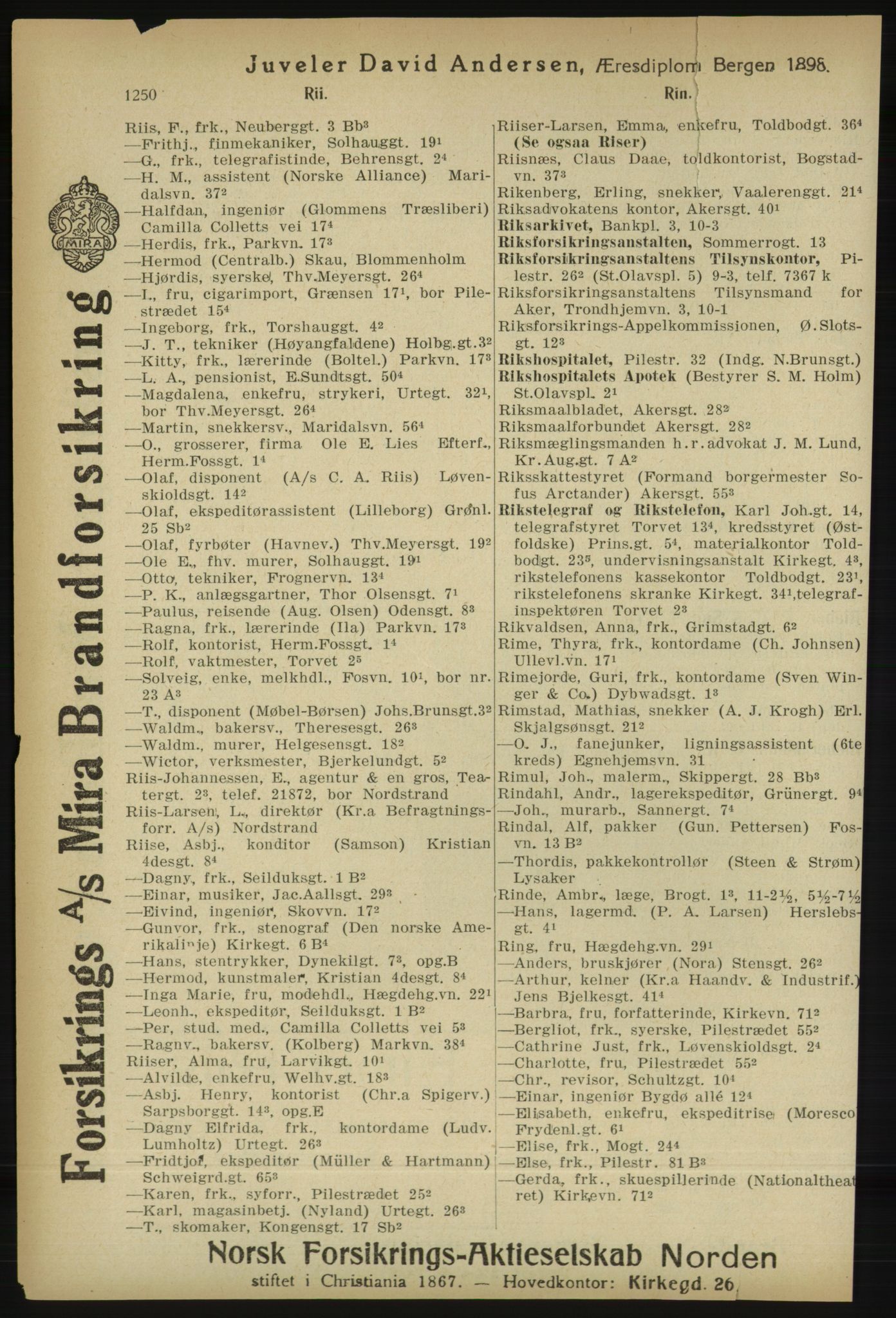 Kristiania/Oslo adressebok, PUBL/-, 1918, p. 1275