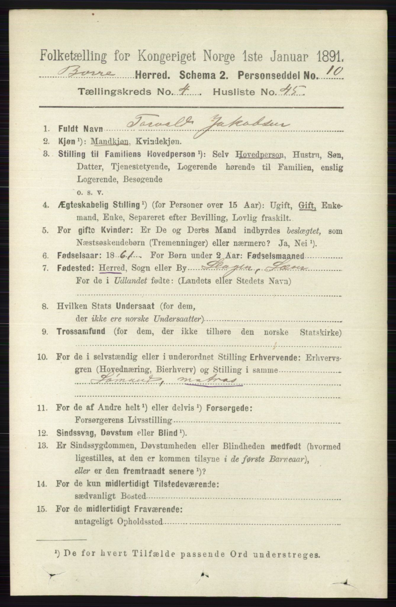 RA, 1891 census for 0717 Borre, 1891, p. 1914