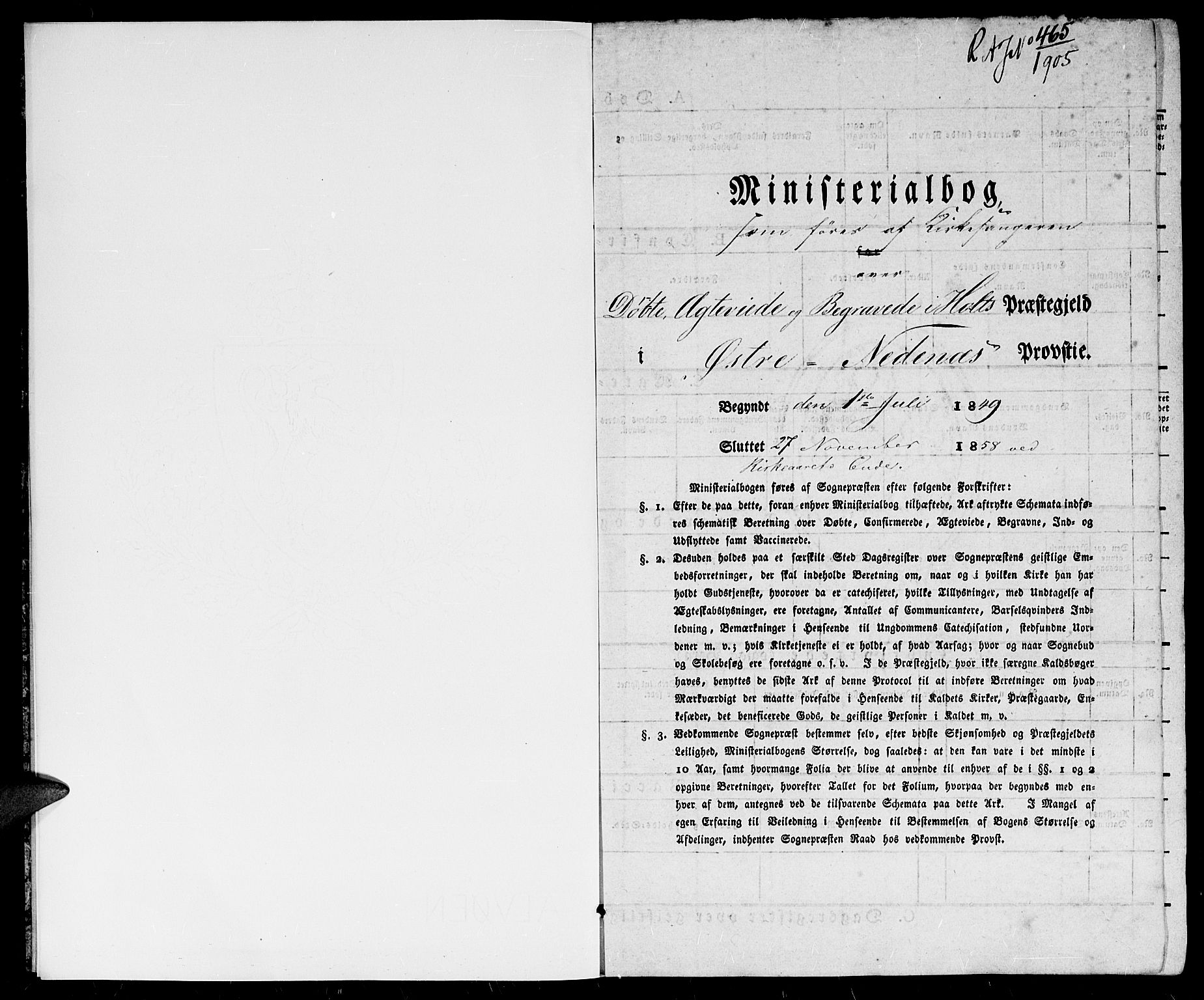 Holt sokneprestkontor, AV/SAK-1111-0021/F/Fb/L0007: Parish register (copy) no. B 7, 1849-1858