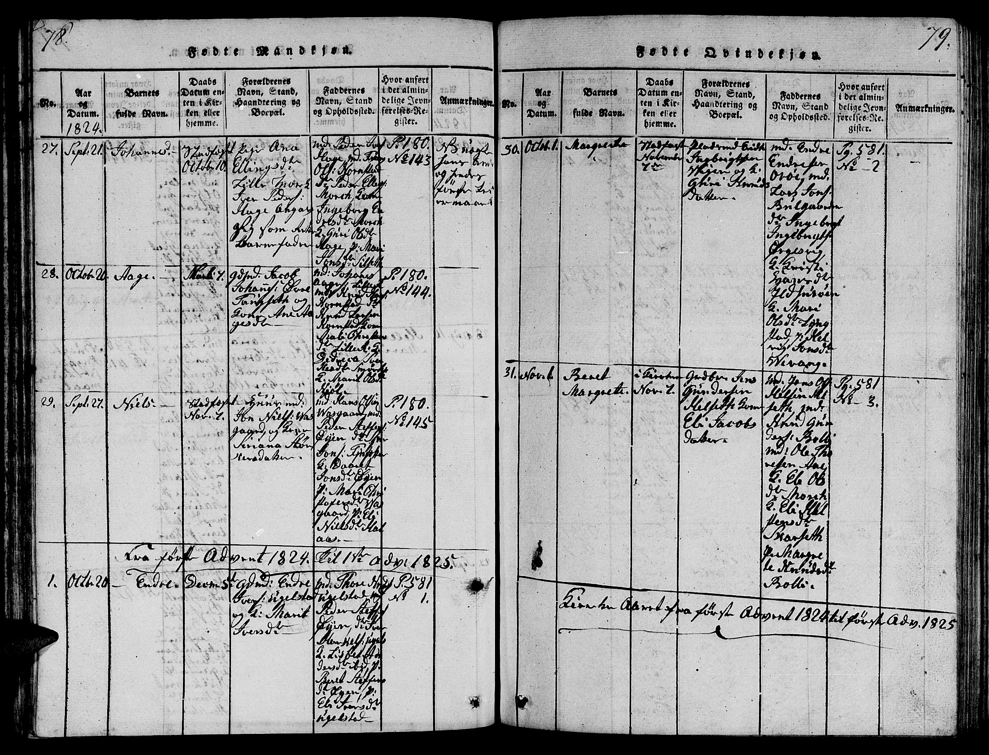 Ministerialprotokoller, klokkerbøker og fødselsregistre - Møre og Romsdal, SAT/A-1454/570/L0831: Parish register (official) no. 570A05, 1819-1829, p. 78-79