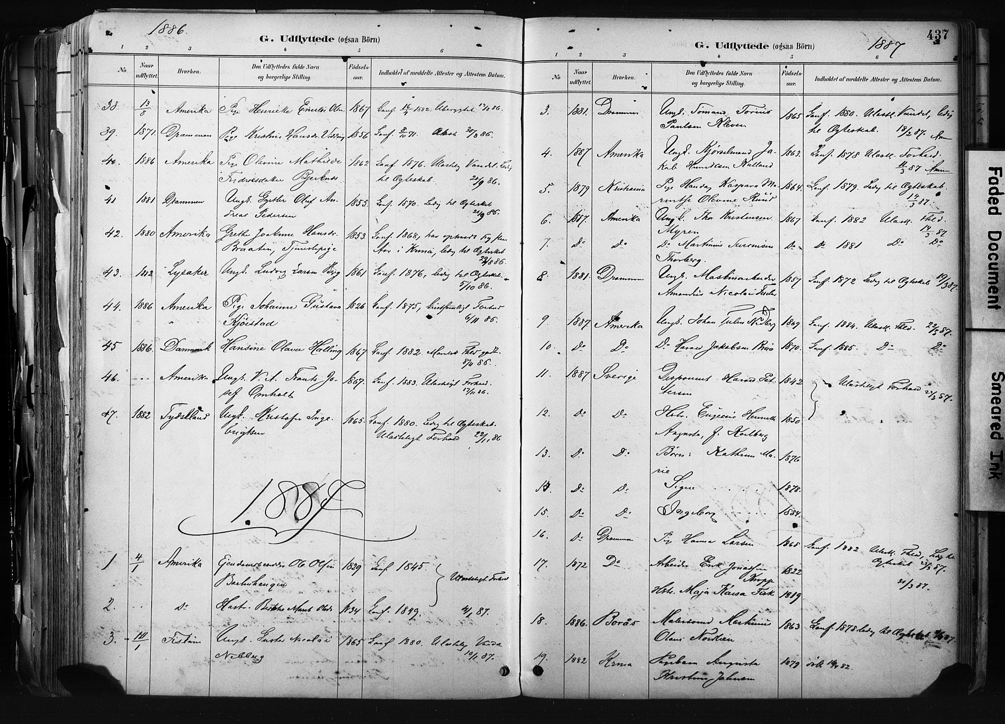 Kongsberg kirkebøker, SAKO/A-22/F/Fb/L0002: Parish register (official) no. II 2, 1886-1896, p. 437