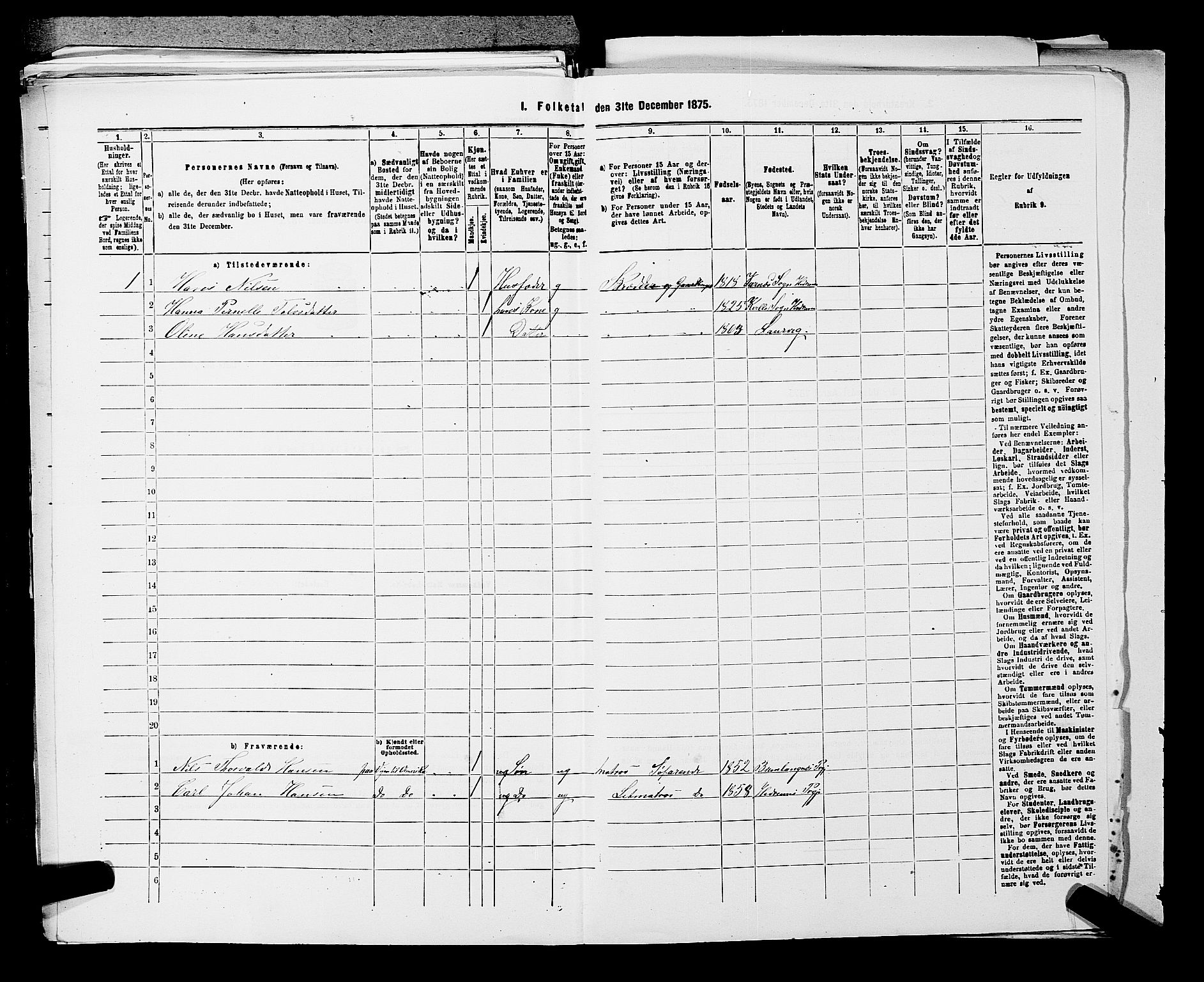 SAKO, 1875 census for 0727P Hedrum, 1875, p. 484