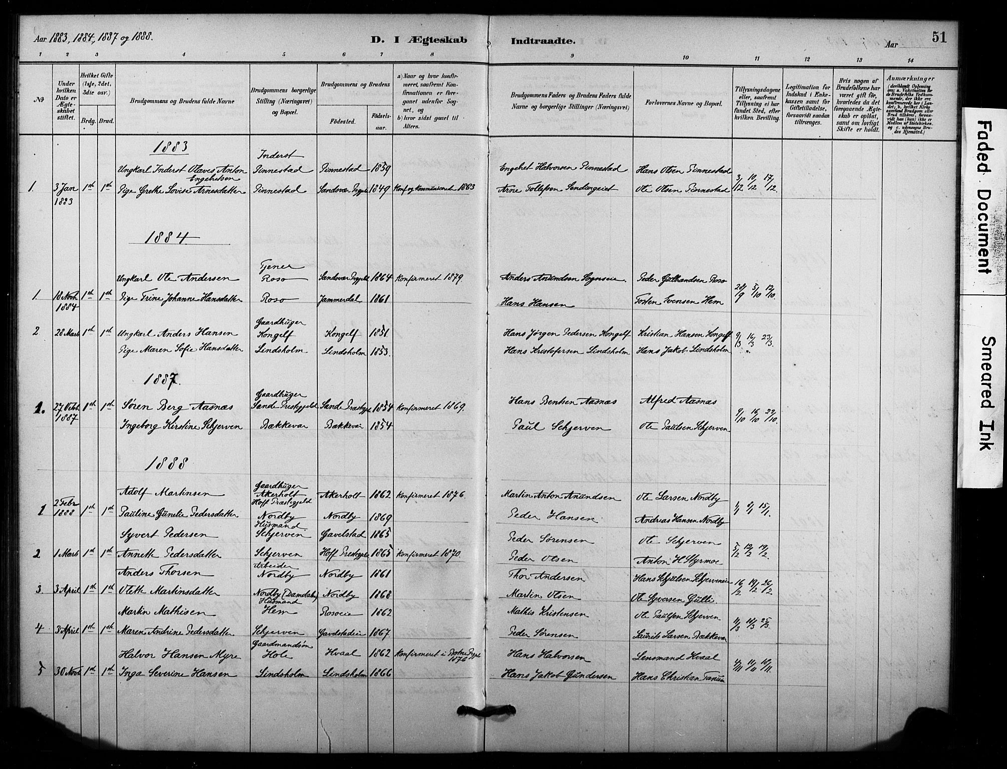 Lardal kirkebøker, AV/SAKO-A-350/F/Fc/L0001: Parish register (official) no. III 1, 1881-1906, p. 51