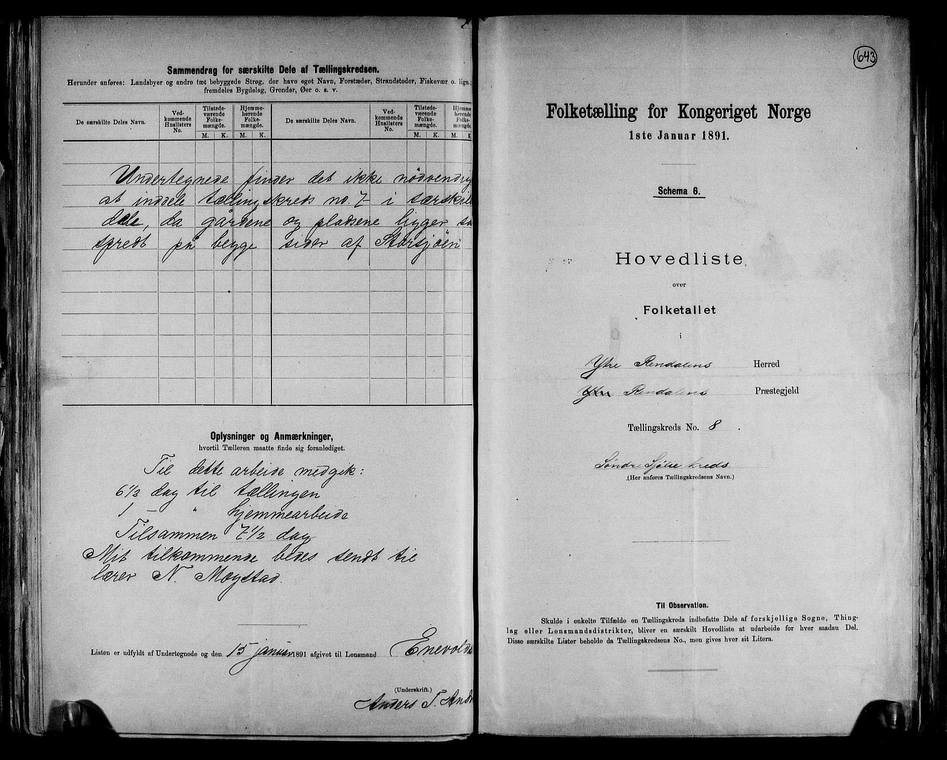 RA, 1891 census for 0432 Ytre Rendal, 1891, p. 19