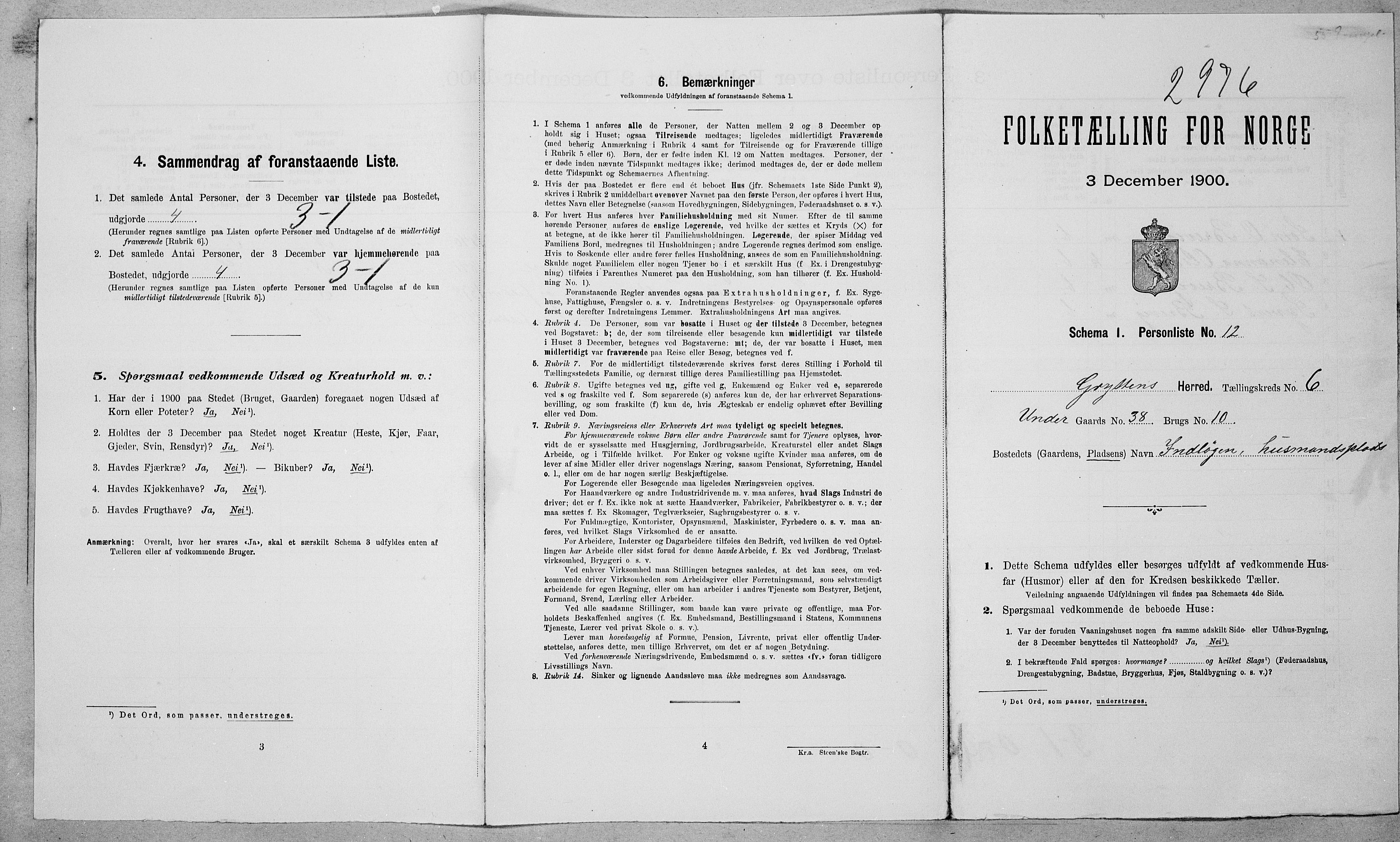 SAT, 1900 census for Grytten, 1900, p. 683