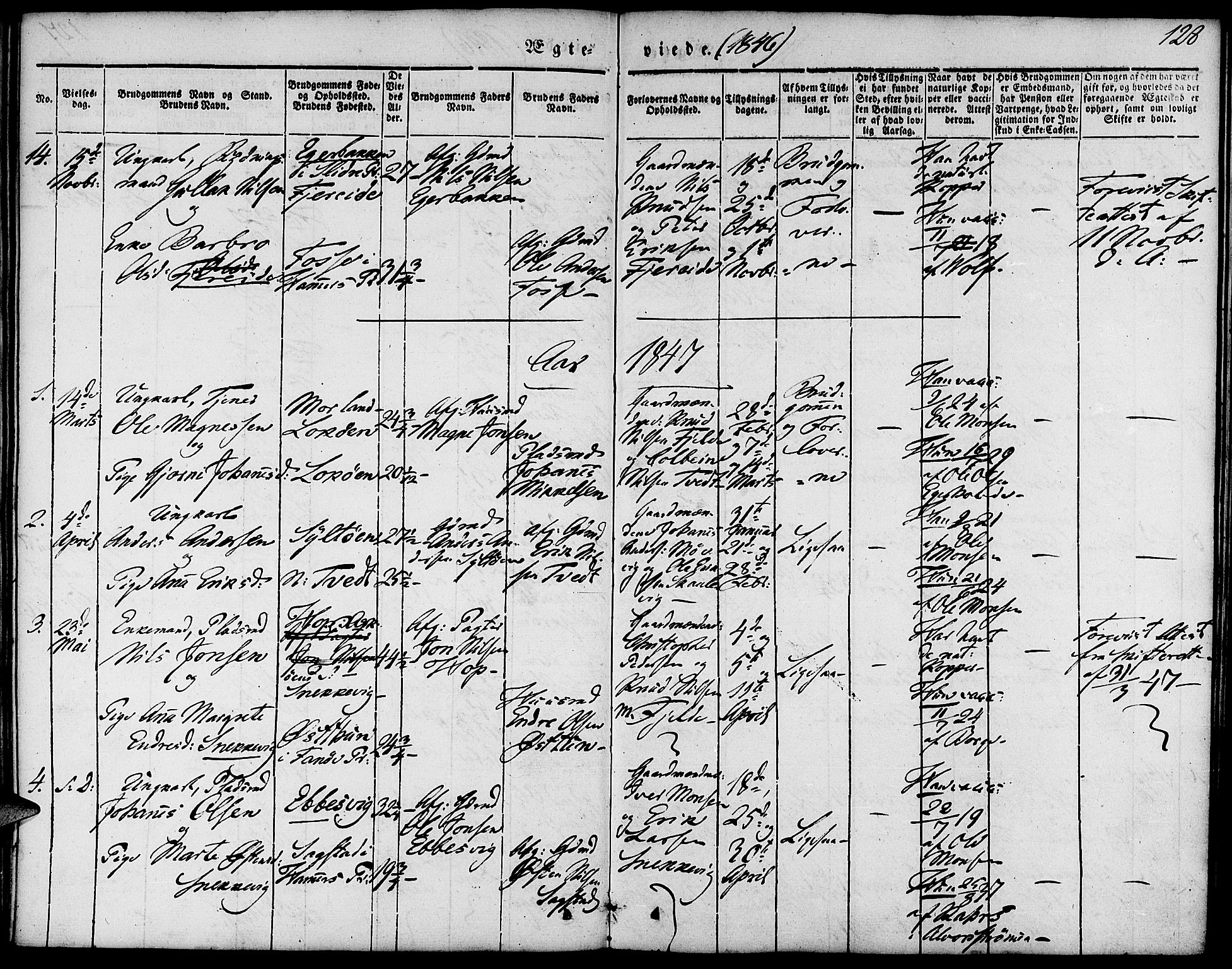 Fjell sokneprestembete, AV/SAB-A-75301/H/Haa: Parish register (official) no. A 1, 1835-1850, p. 128