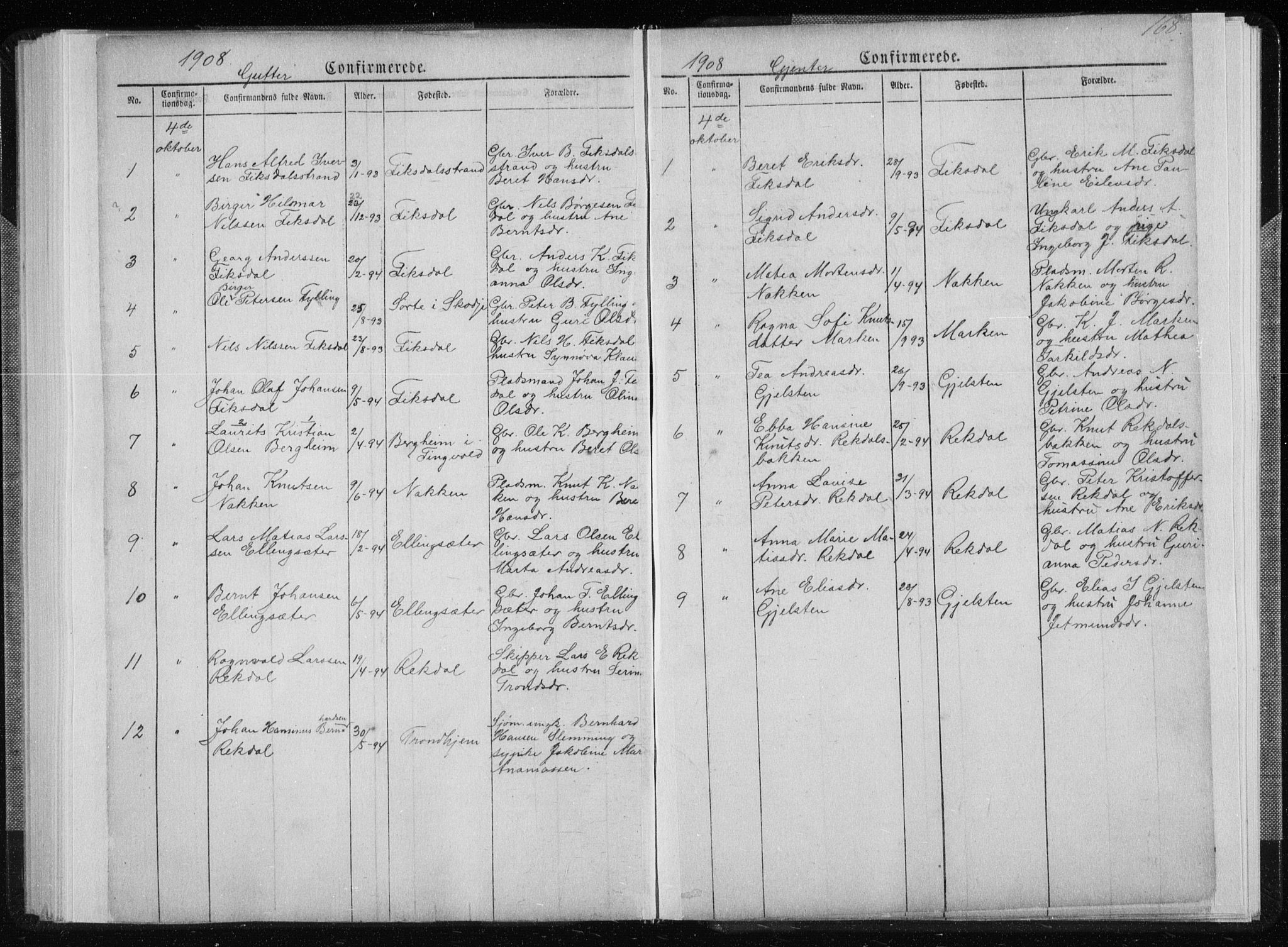 Ministerialprotokoller, klokkerbøker og fødselsregistre - Møre og Romsdal, SAT/A-1454/540/L0541: Parish register (copy) no. 540C01, 1867-1920, p. 168