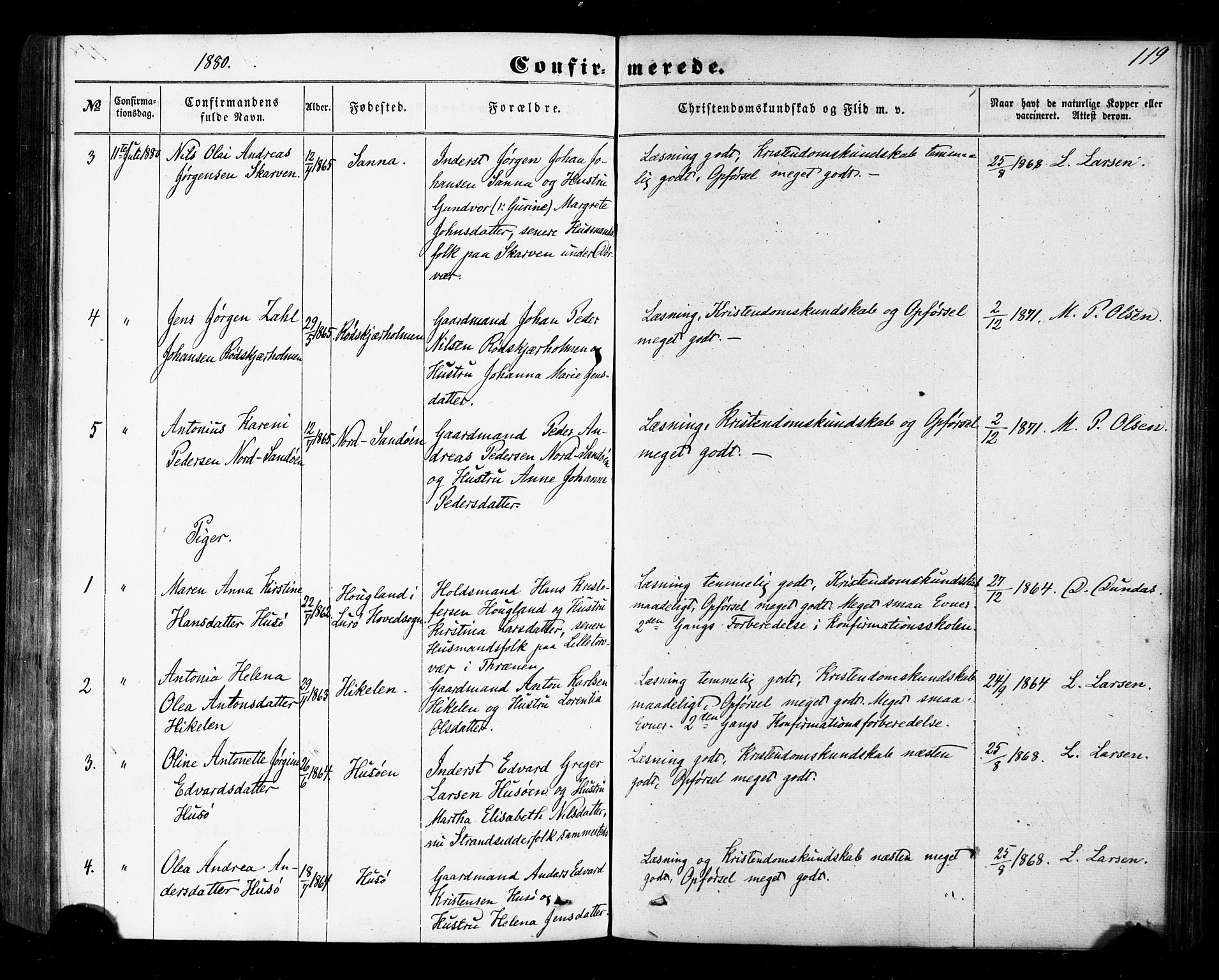 Ministerialprotokoller, klokkerbøker og fødselsregistre - Nordland, AV/SAT-A-1459/840/L0579: Parish register (official) no. 840A01, 1863-1887, p. 119