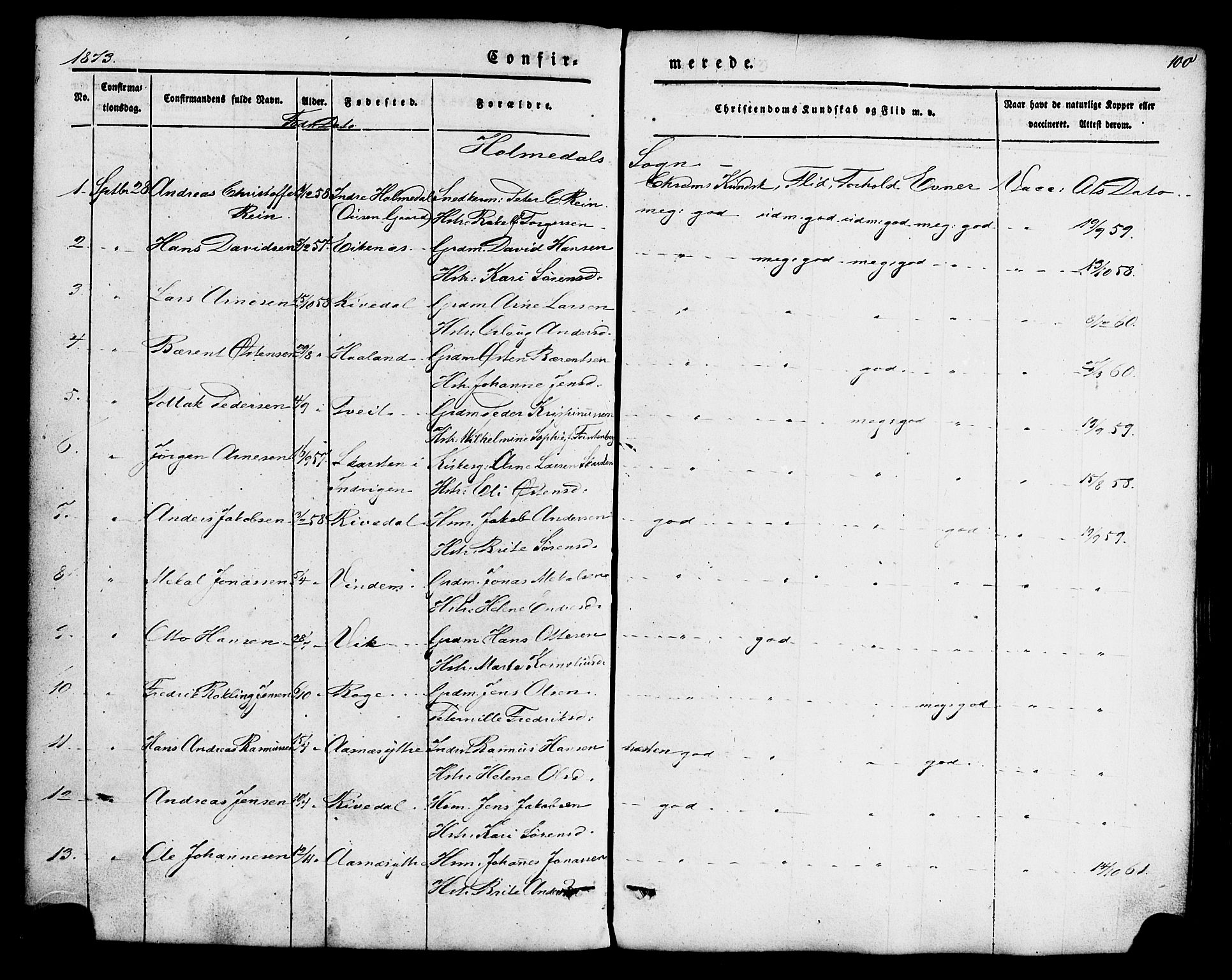 Fjaler sokneprestembete, SAB/A-79801/H/Haa/Haaa/L0008: Parish register (official) no. A 8, 1850-1886, p. 100
