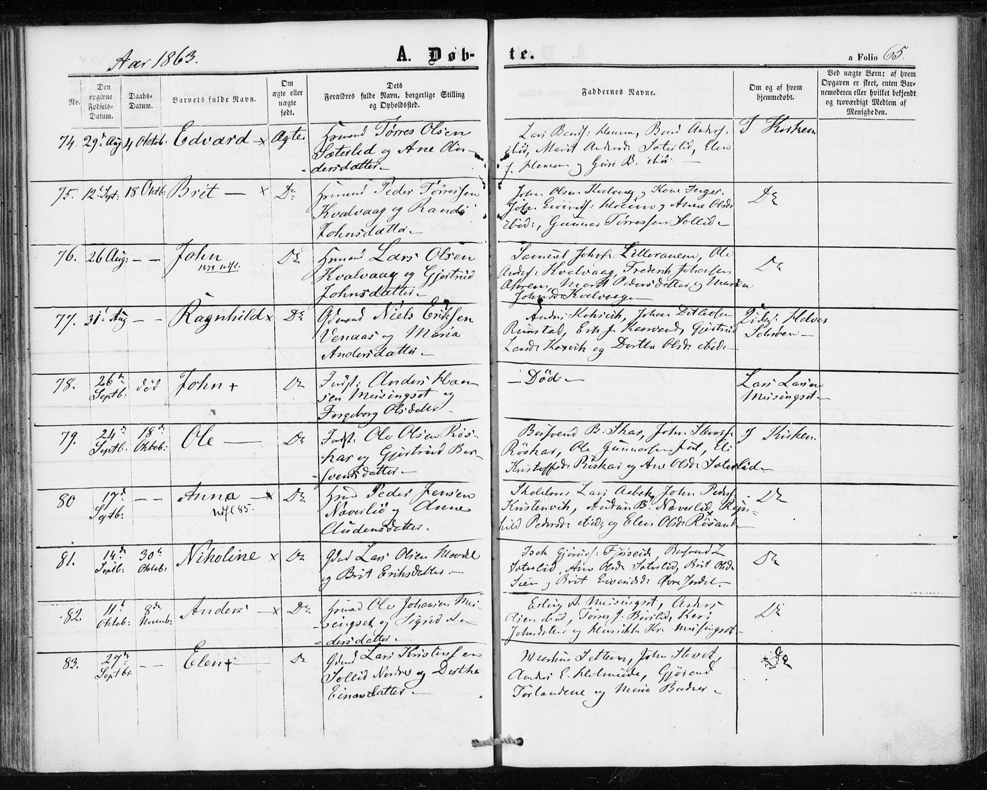 Ministerialprotokoller, klokkerbøker og fødselsregistre - Møre og Romsdal, AV/SAT-A-1454/586/L0985: Parish register (official) no. 586A11, 1857-1866, p. 65