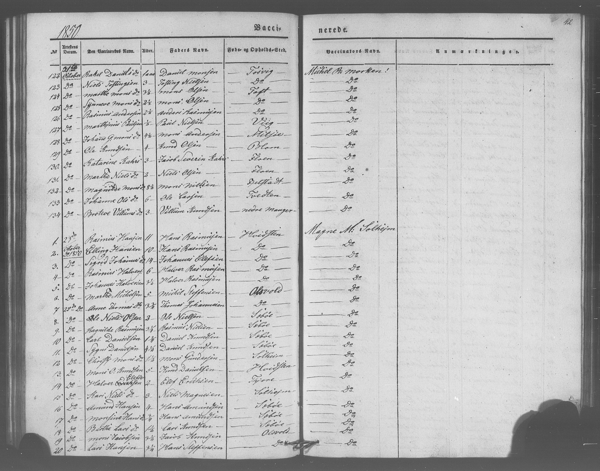 Manger sokneprestembete, AV/SAB-A-76801/H/Haa: Parish register (official) no. A 10, 1844-1859, p. 42