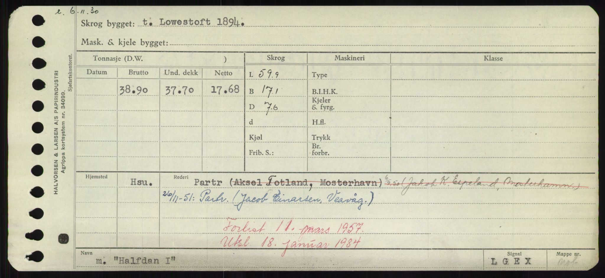 Sjøfartsdirektoratet med forløpere, Skipsmålingen, RA/S-1627/H/Hd/L0014: Fartøy, H-Havl, p. 107