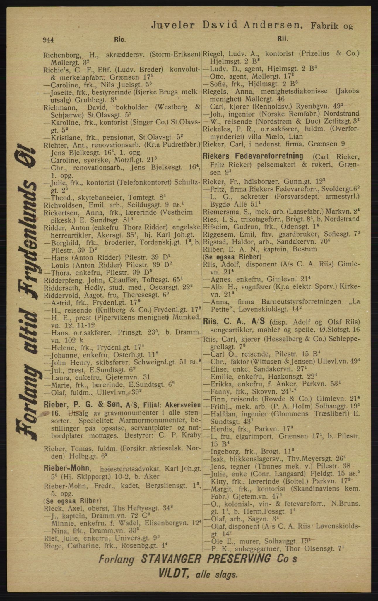 Kristiania/Oslo adressebok, PUBL/-, 1913, p. 956