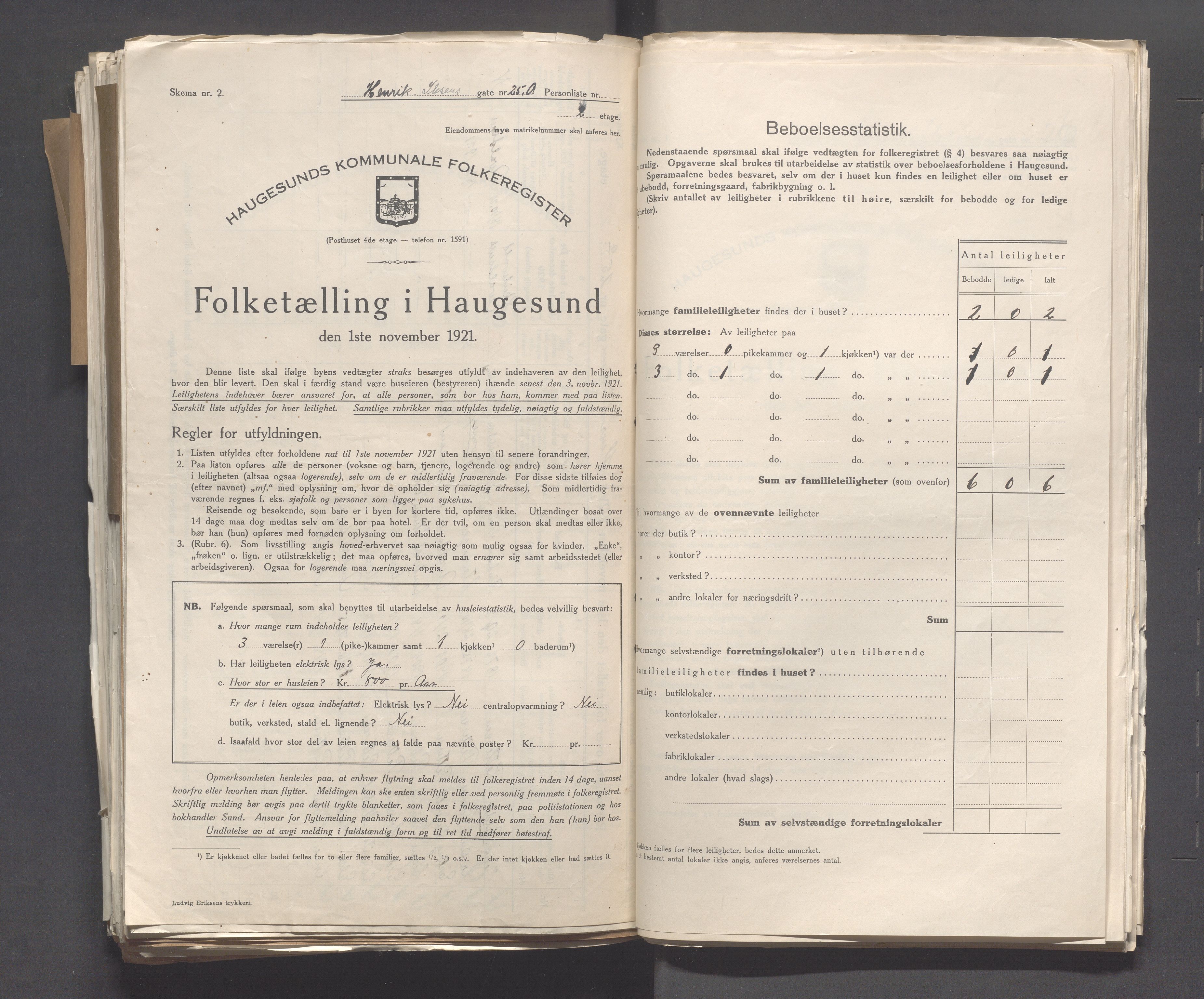 IKAR, Local census 1.11.1921 for Haugesund, 1921, p. 2192