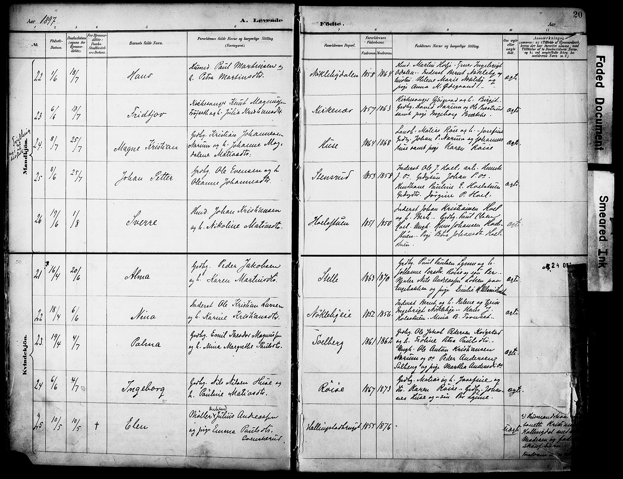 Vestre Toten prestekontor, AV/SAH-PREST-108/H/Ha/Haa/L0013: Parish register (official) no. 13, 1895-1911, p. 20