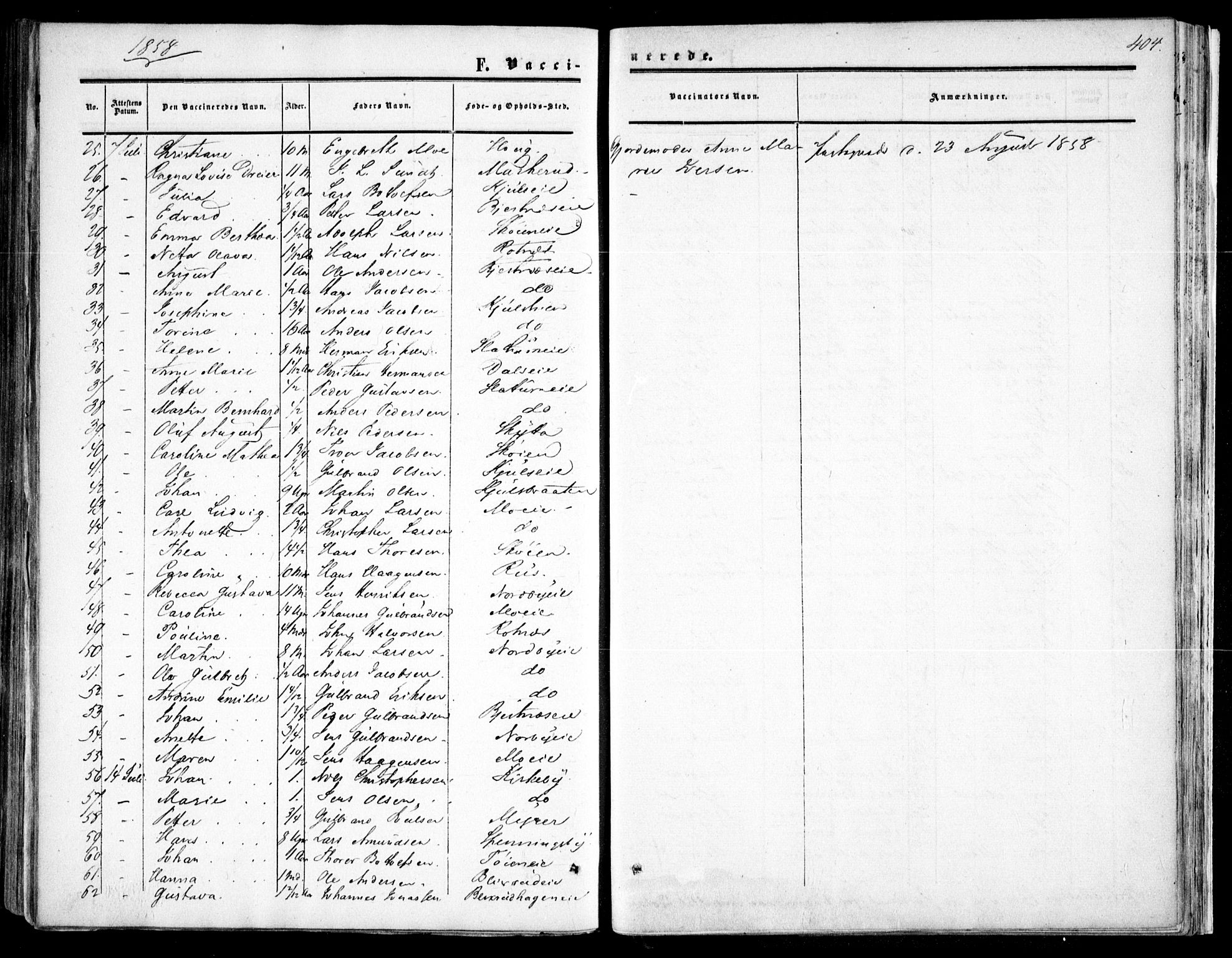 Nittedal prestekontor Kirkebøker, SAO/A-10365a/F/Fa/L0005: Parish register (official) no. I 5, 1850-1862, p. 404