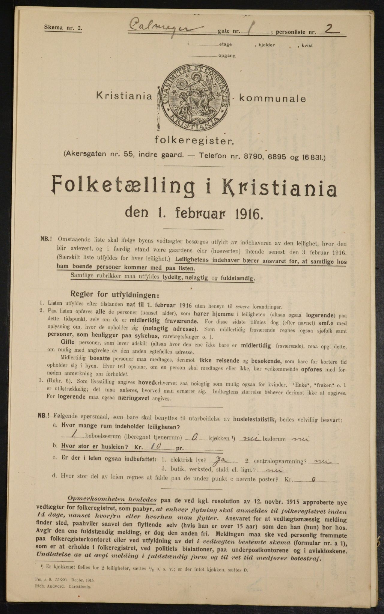 OBA, Municipal Census 1916 for Kristiania, 1916, p. 11430