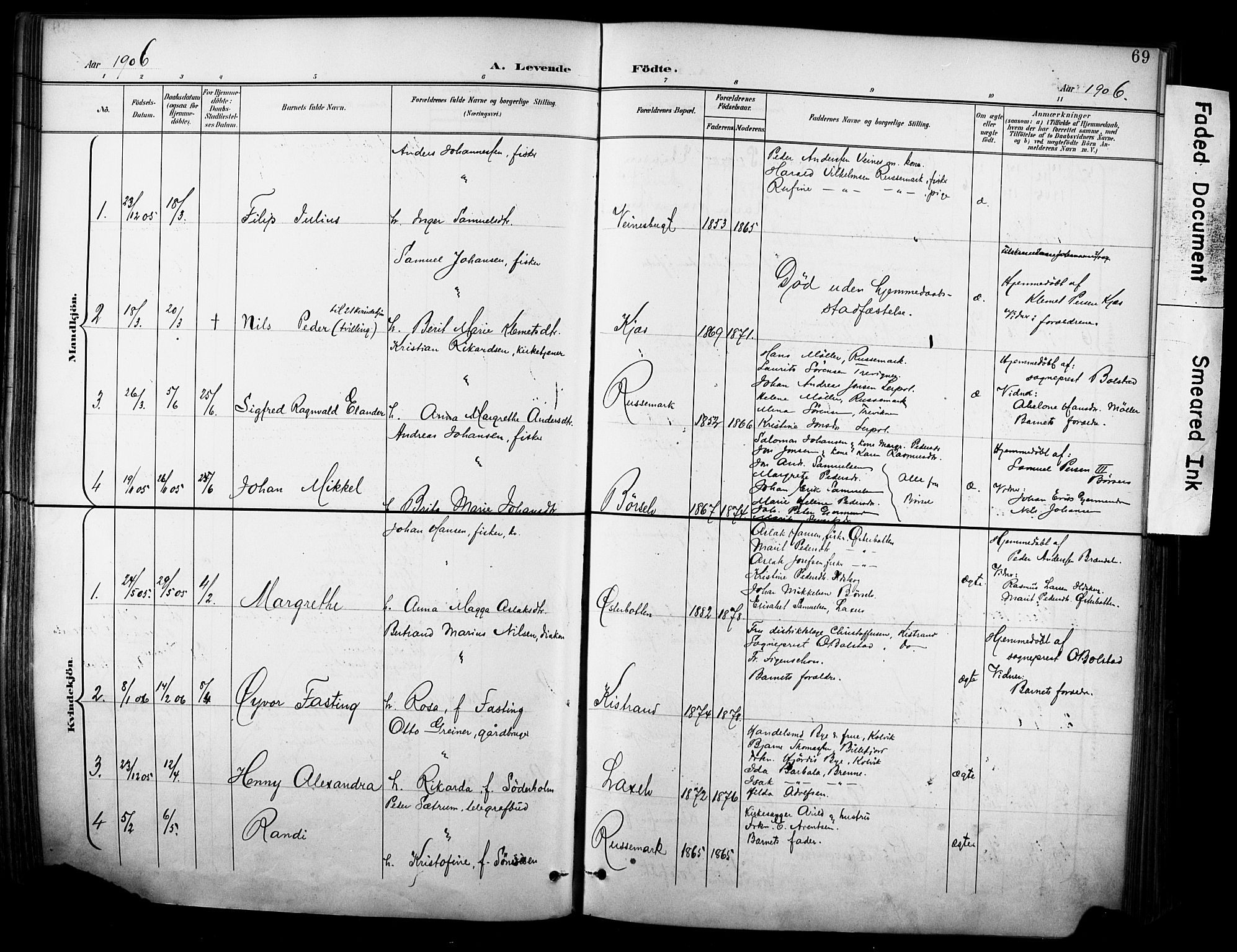 Kistrand/Porsanger sokneprestembete, AV/SATØ-S-1351/H/Ha/L0013.kirke: Parish register (official) no. 13, 1899-1907, p. 69