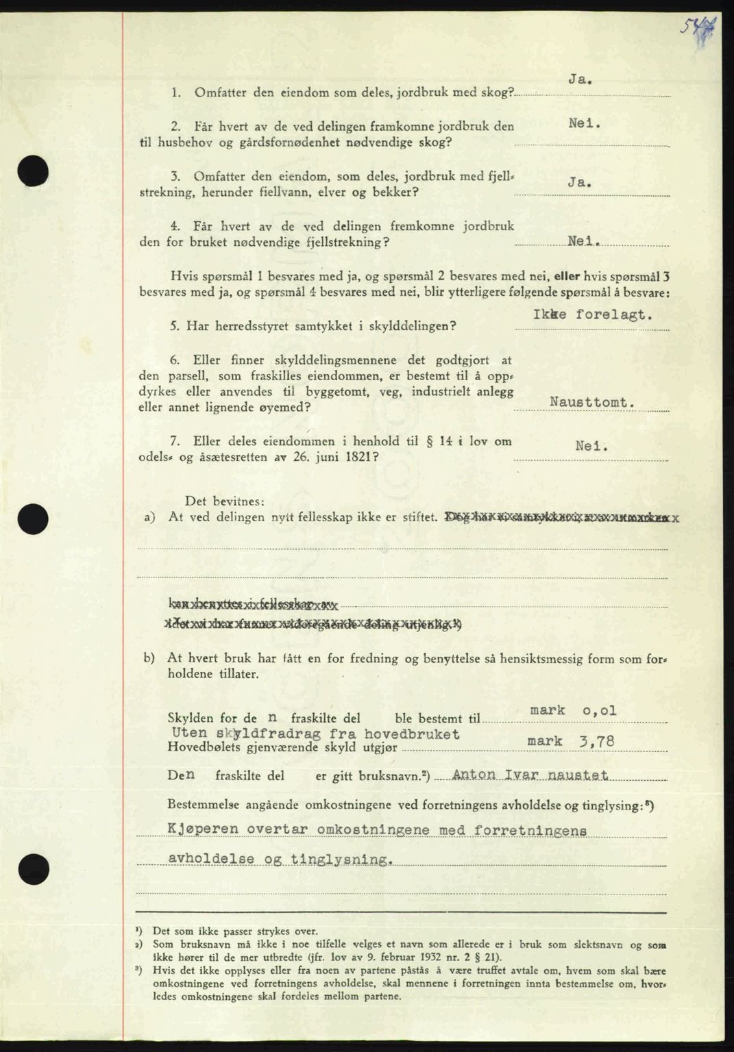 Nordmøre sorenskriveri, AV/SAT-A-4132/1/2/2Ca: Mortgage book no. A106, 1947-1947, Diary no: : 2466/1947