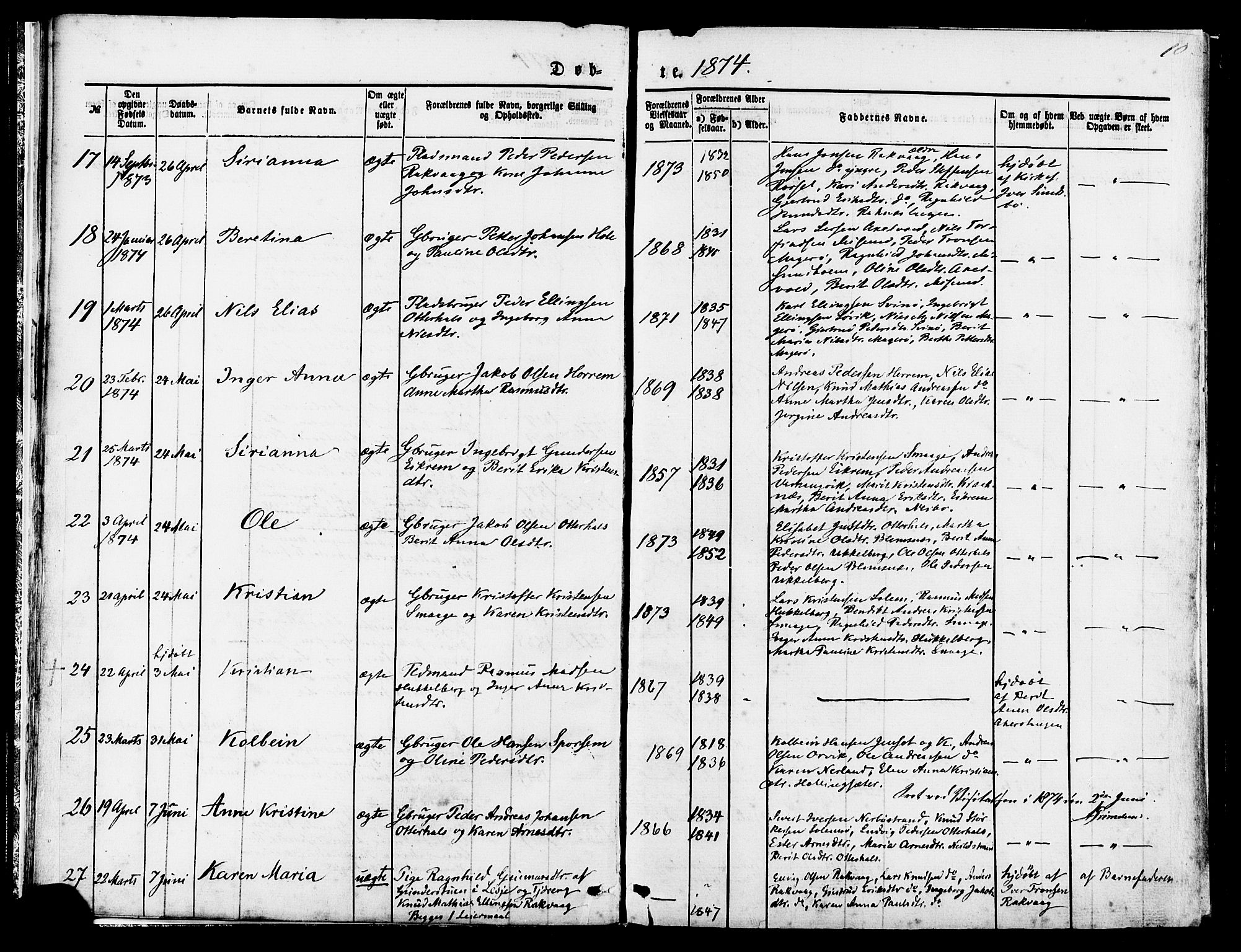 Ministerialprotokoller, klokkerbøker og fødselsregistre - Møre og Romsdal, SAT/A-1454/560/L0720: Parish register (official) no. 560A04, 1873-1878, p. 10