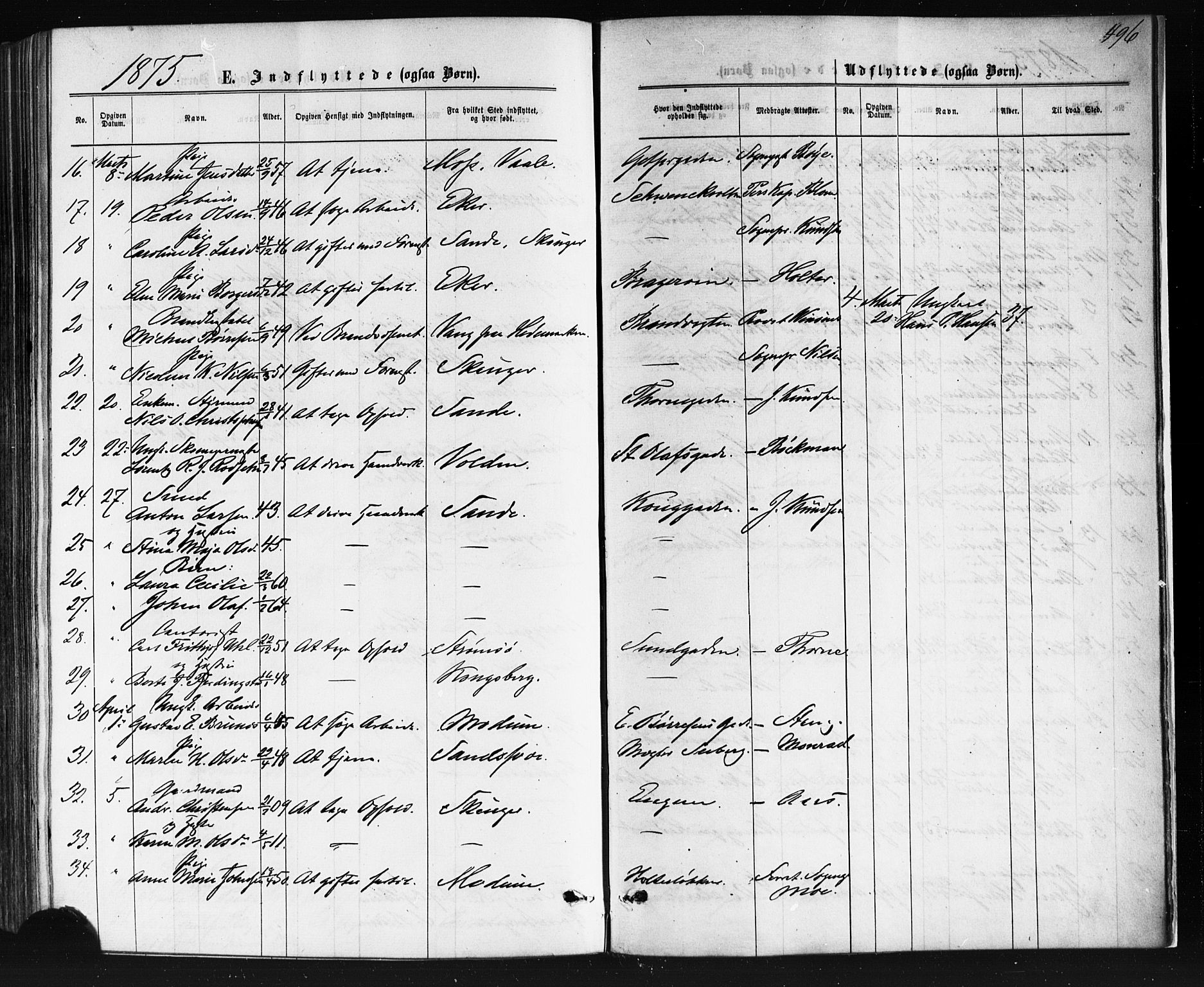Bragernes kirkebøker, SAKO/A-6/F/Fb/L0004: Parish register (official) no. II 4, 1869-1875, p. 496