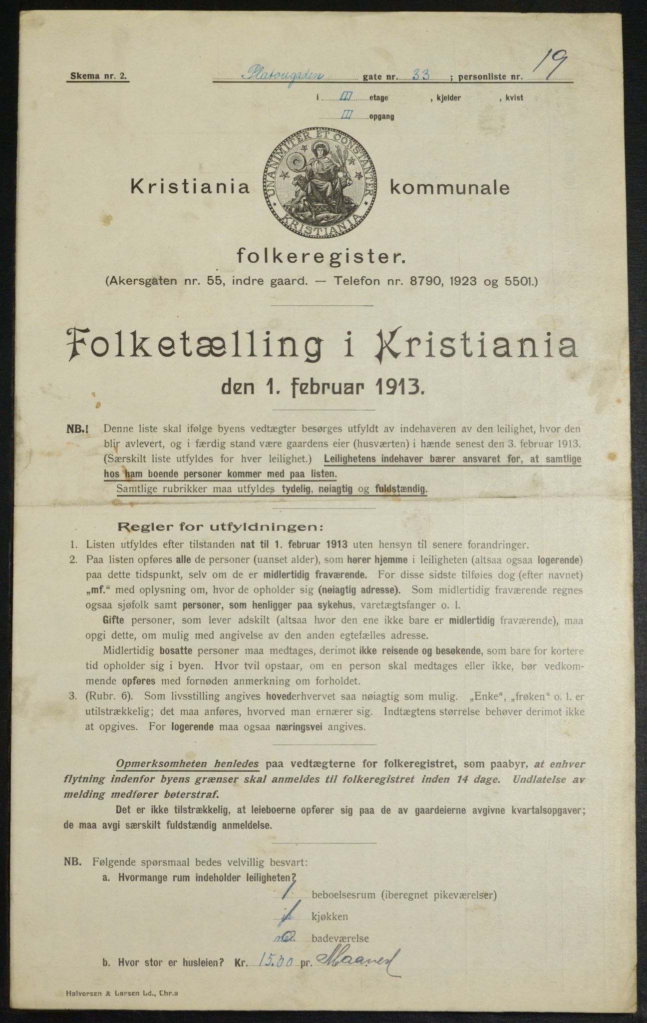 OBA, Municipal Census 1913 for Kristiania, 1913, p. 81013