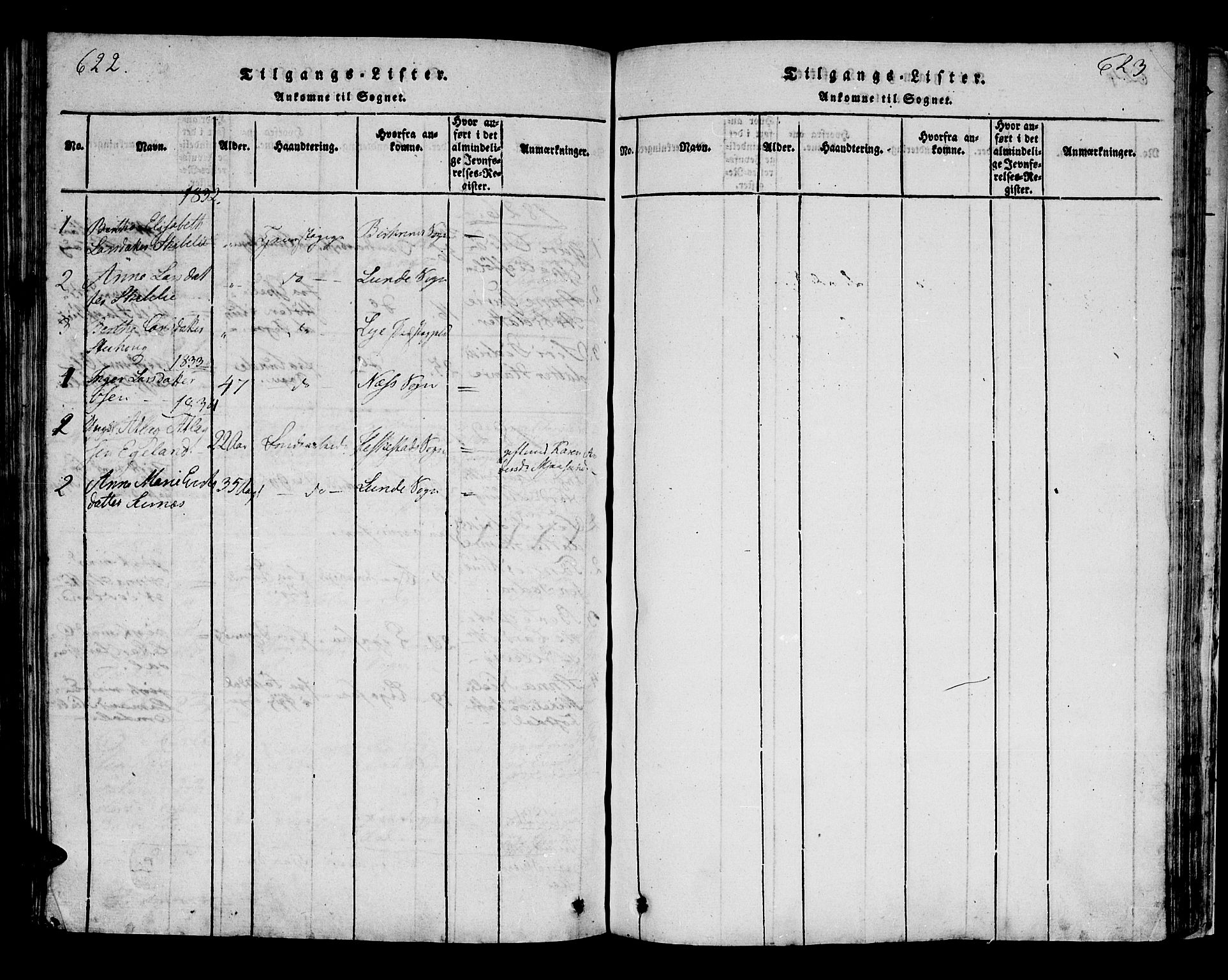 Bakke sokneprestkontor, SAK/1111-0002/F/Fa/Faa/L0003: Parish register (official) no. A 3, 1815-1835, p. 622-623