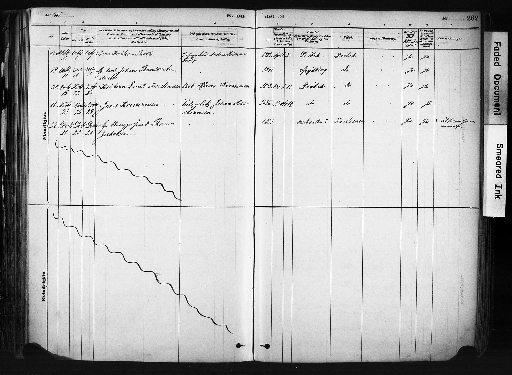 Drøbak prestekontor Kirkebøker, AV/SAO-A-10142a/F/Fb/L0001: Parish register (official) no. II 1, 1878-1891, p. 262