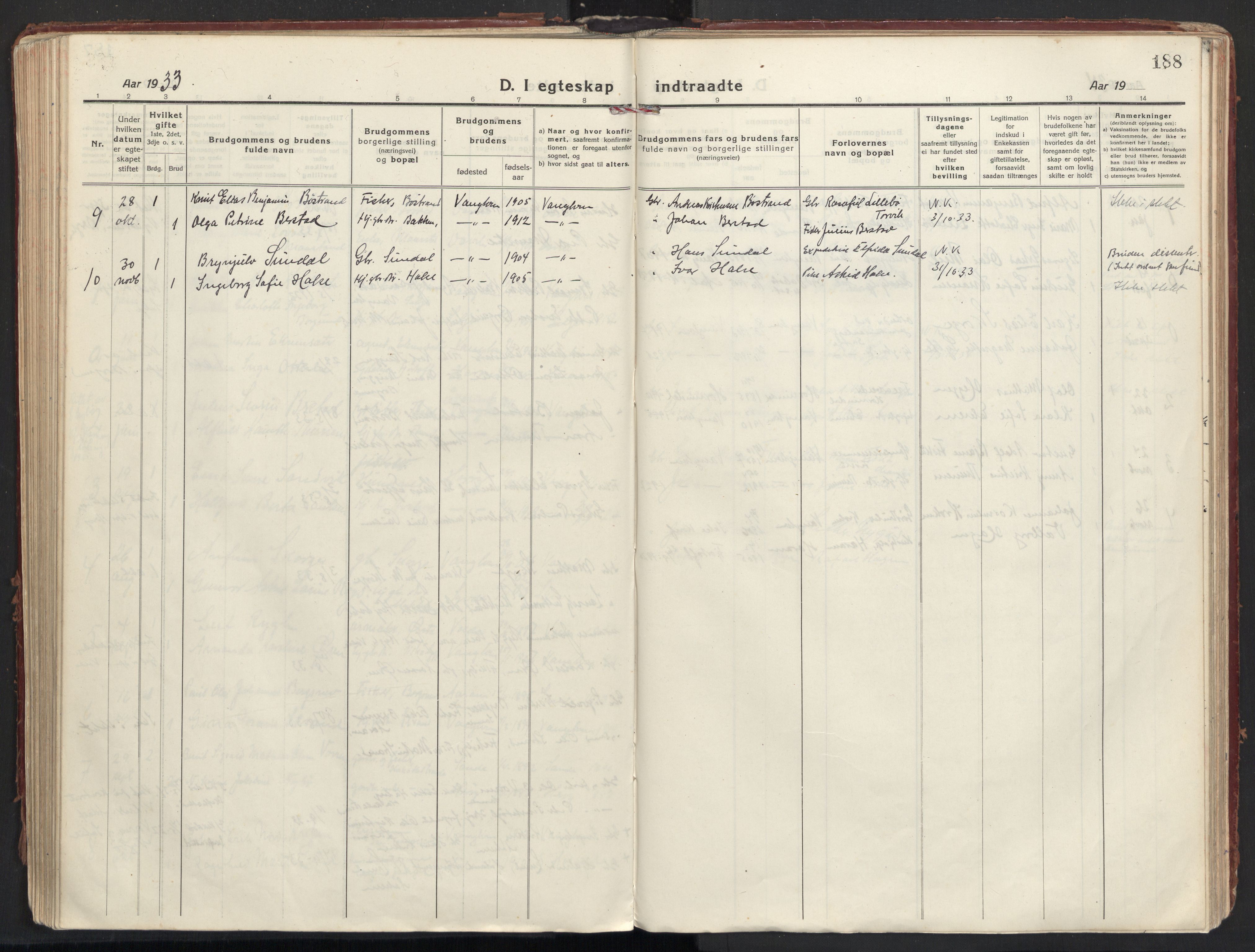 Ministerialprotokoller, klokkerbøker og fødselsregistre - Møre og Romsdal, AV/SAT-A-1454/501/L0012: Parish register (official) no. 501A12, 1920-1946, p. 188