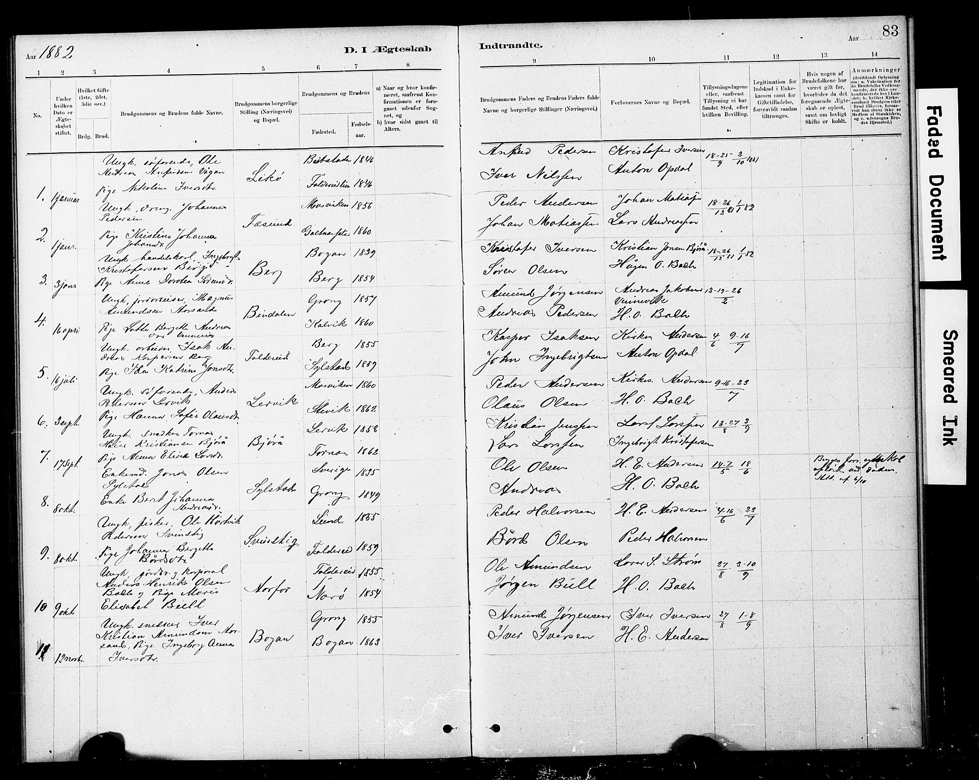 Ministerialprotokoller, klokkerbøker og fødselsregistre - Nord-Trøndelag, SAT/A-1458/783/L0661: Parish register (copy) no. 783C01, 1878-1893, p. 83