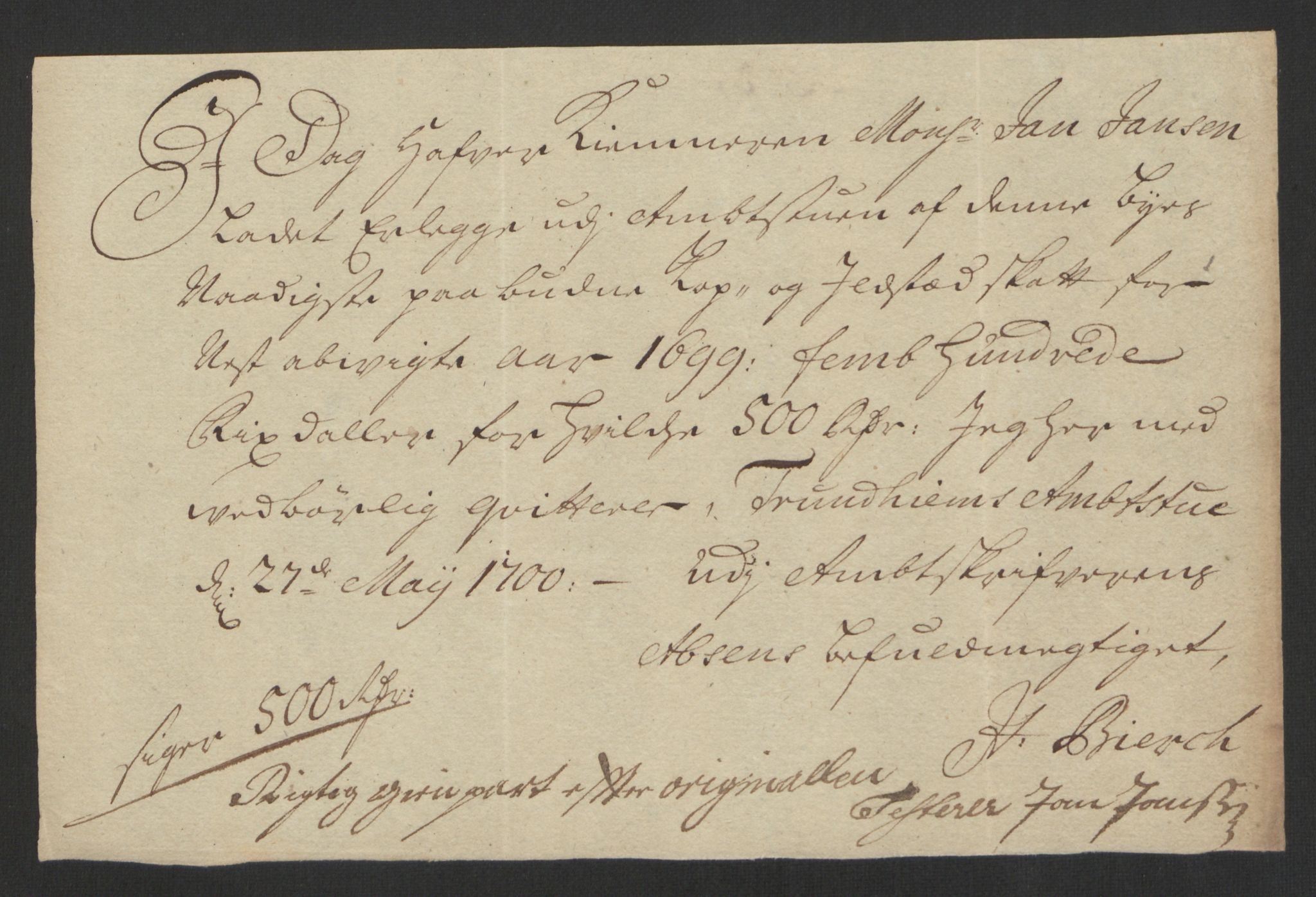 Rentekammeret inntil 1814, Reviderte regnskaper, Byregnskaper, AV/RA-EA-4066/R/Rs/L0507: [S3] Kontribusjonsregnskap, 1699-1711, p. 8