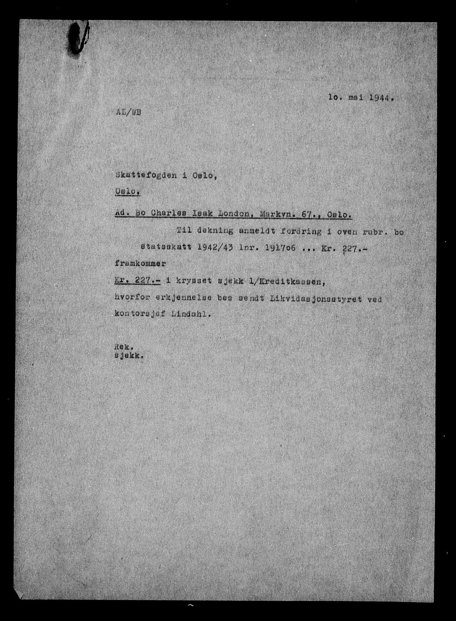 Justisdepartementet, Tilbakeføringskontoret for inndratte formuer, AV/RA-S-1564/H/Hc/Hcc/L0960: --, 1945-1947, p. 344