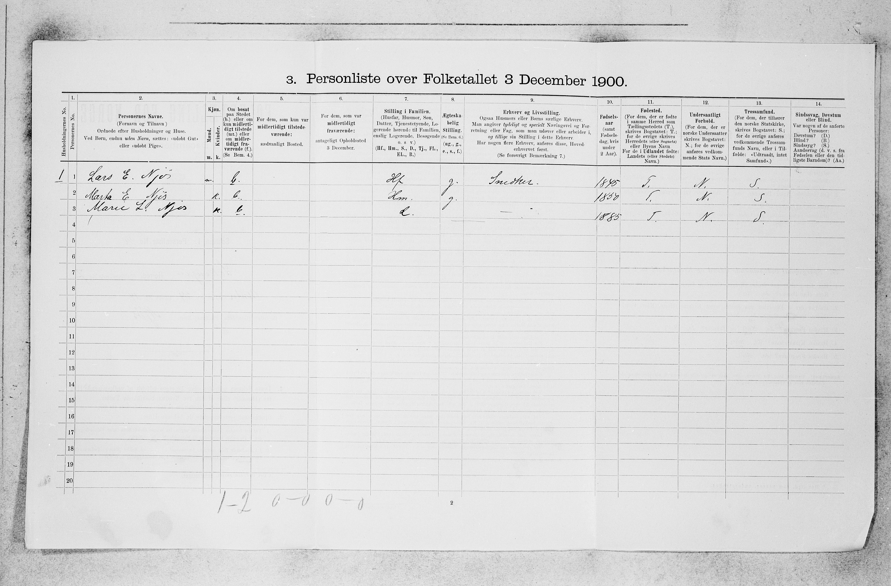 SAB, 1900 census for Leikanger, 1900, p. 459